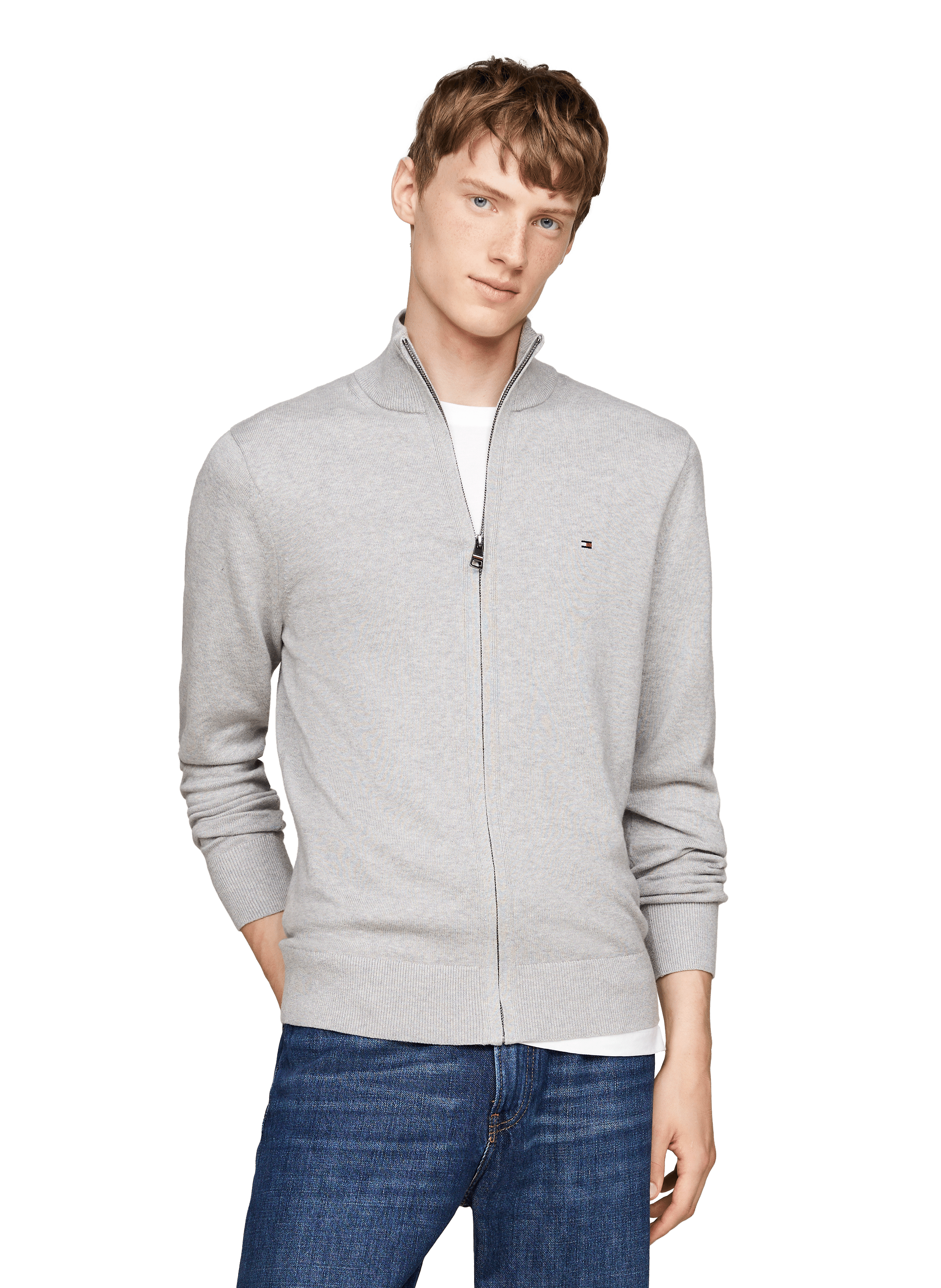 Gilet col montant regular-fit en coton bio et cachemire  TOMMY HILFIGER