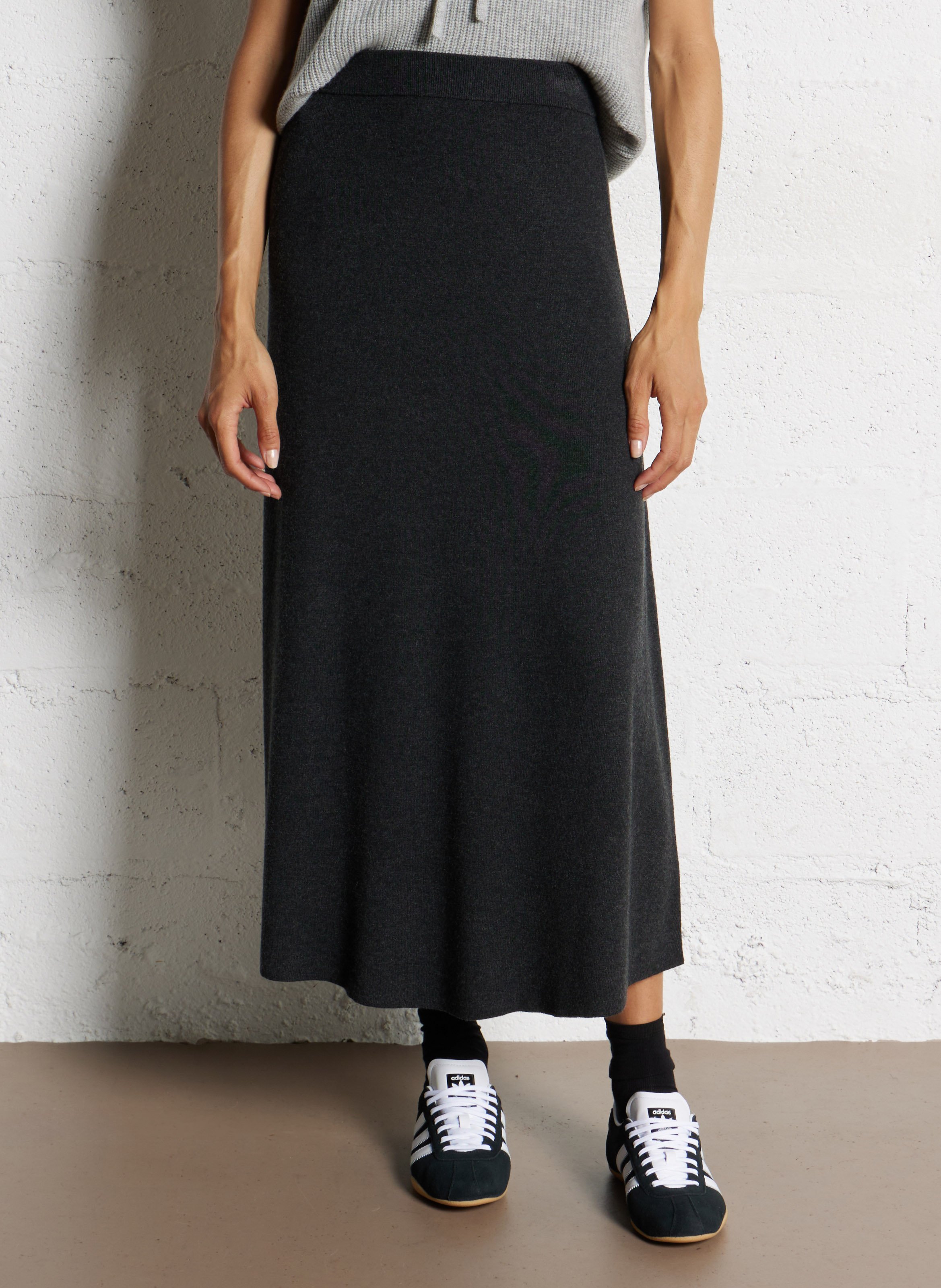 Jupe longue en maille HARTFORD Gris