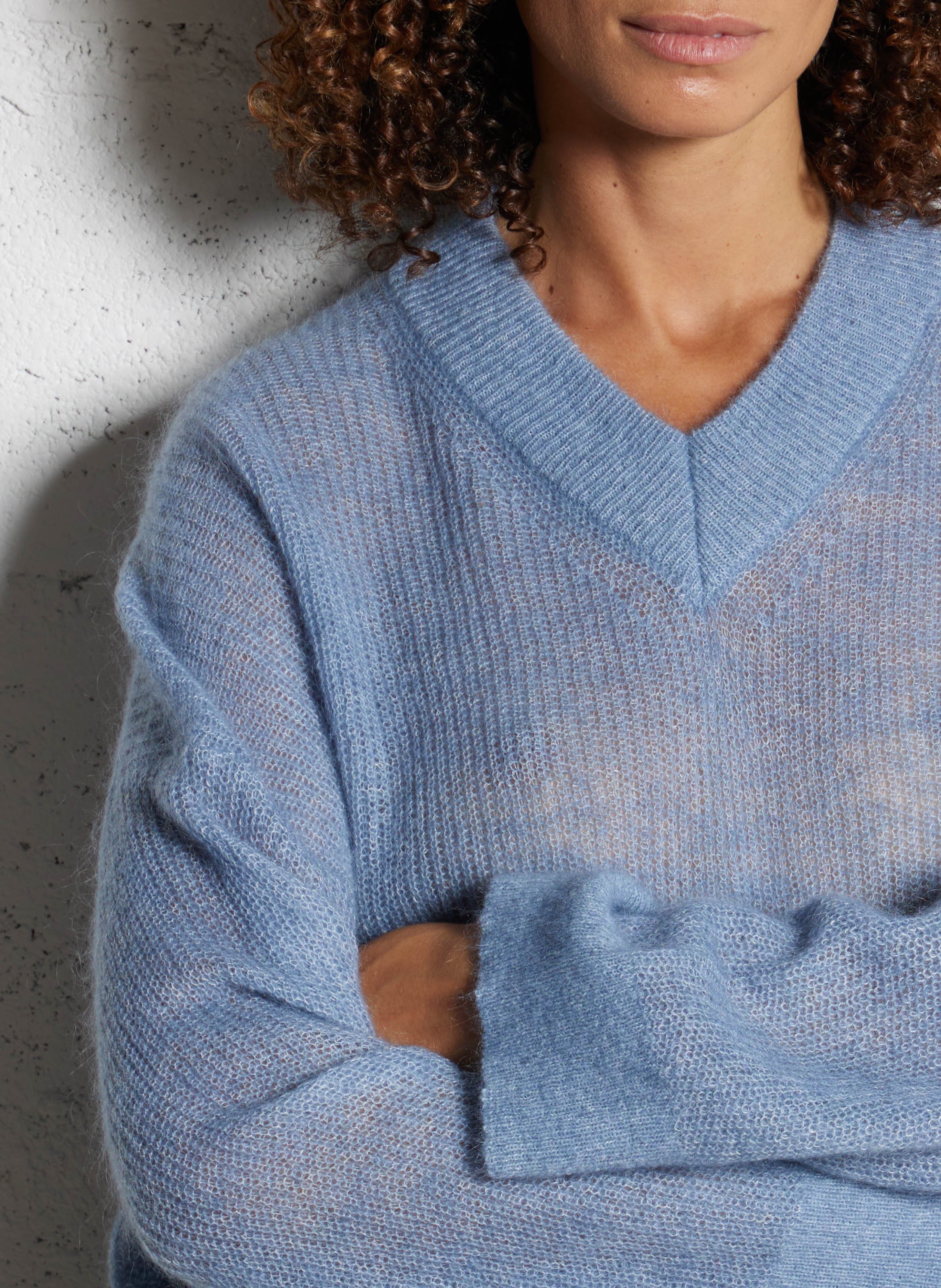 Wijde trui van mohairmix met V-hals BELLEROSE Grijs