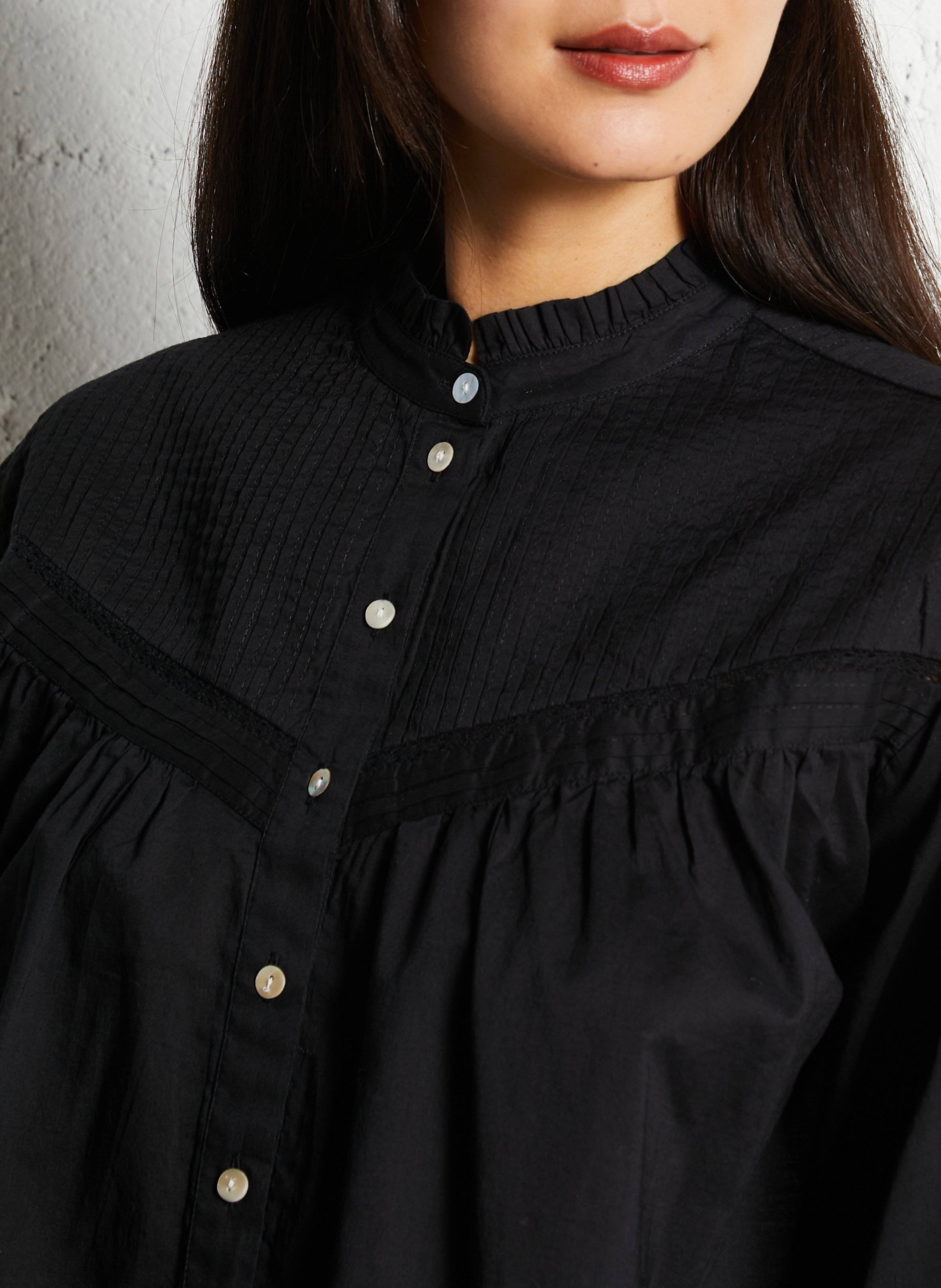 Victorian collar cotton blouse HOD PARIS Black