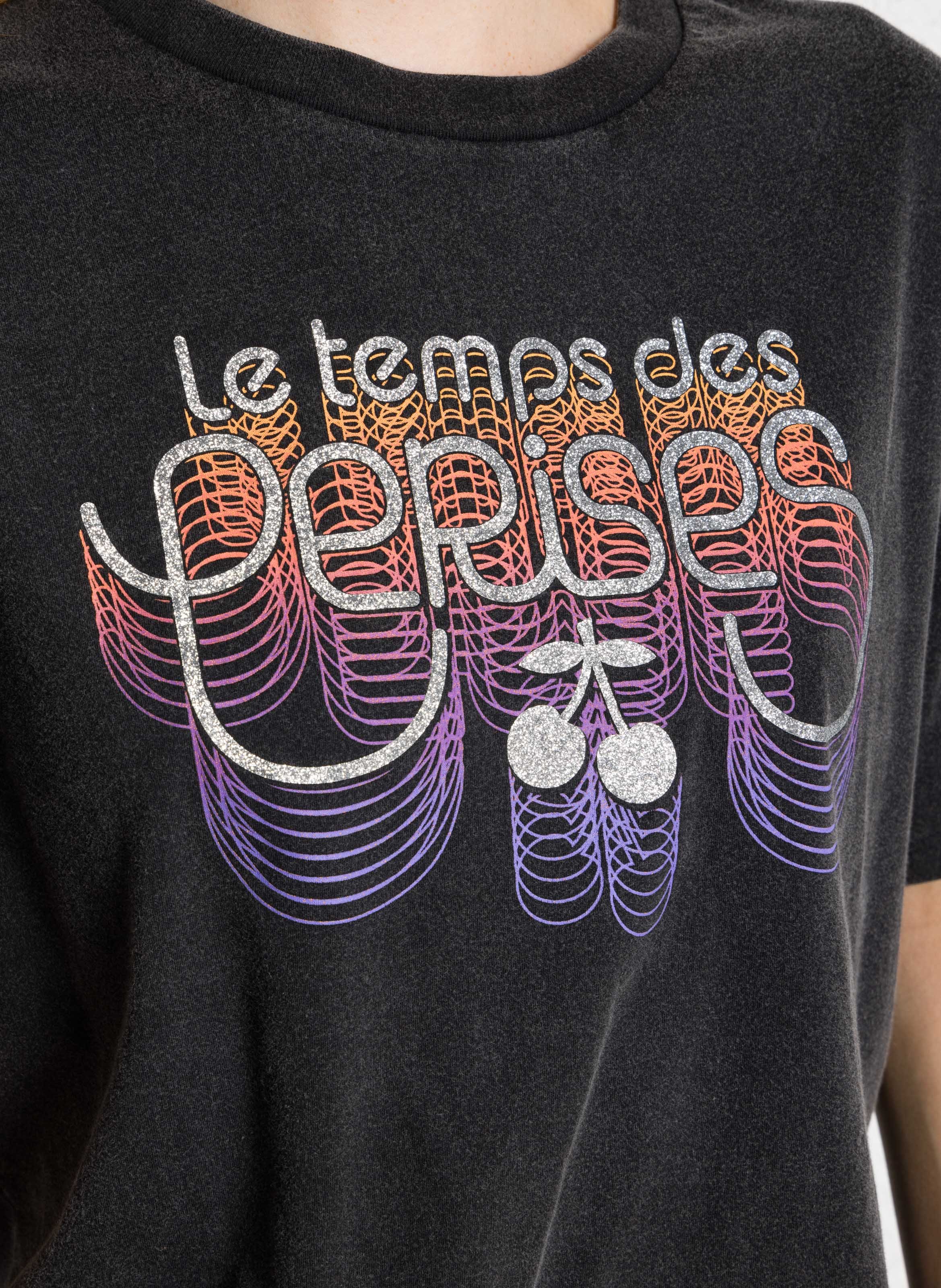 Oversize-Baumwoll-T-Shirt LE TEMPS DES CERISES Schwarz