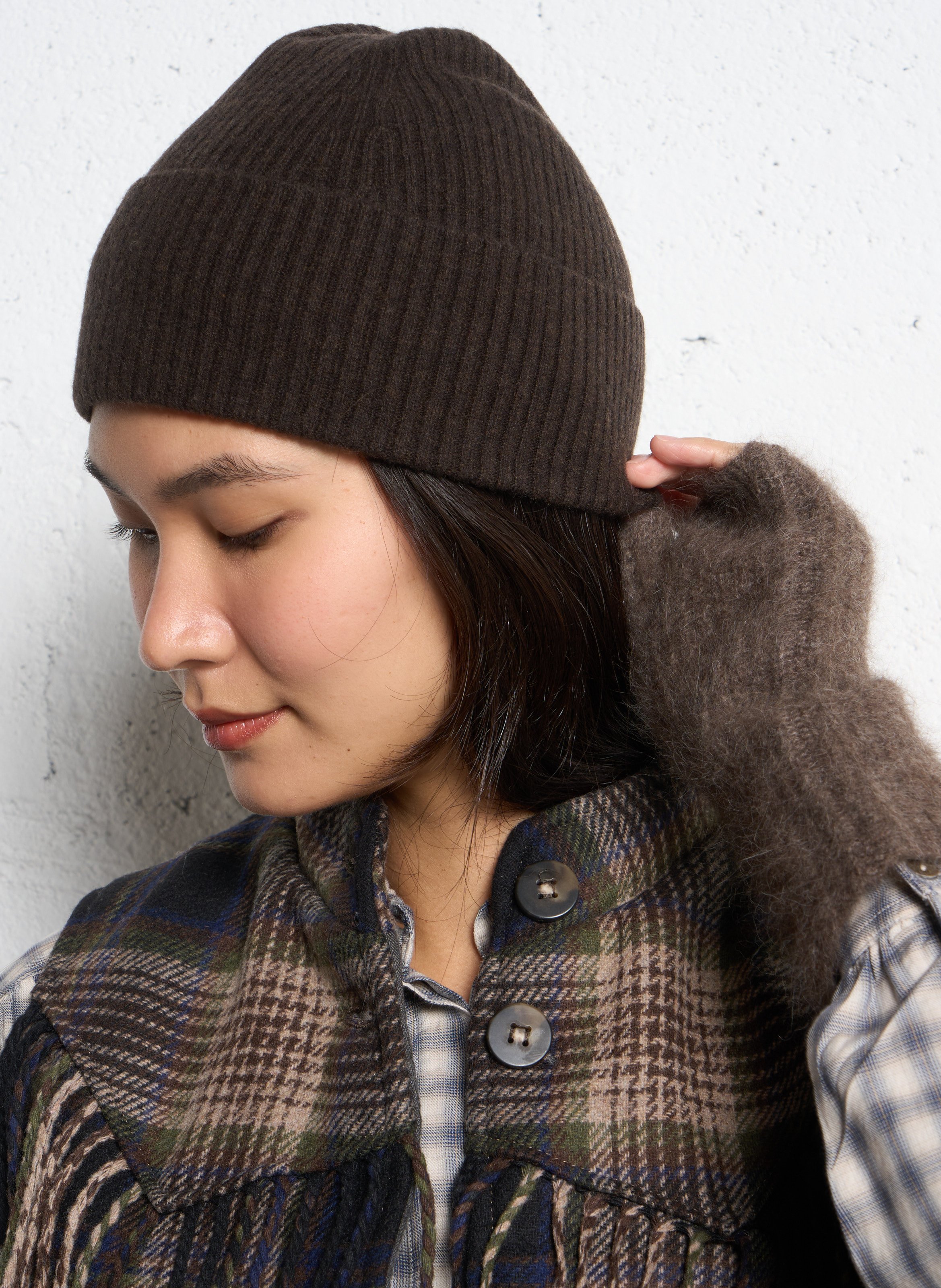 Bonnet en cachemire KUJTEN Marron