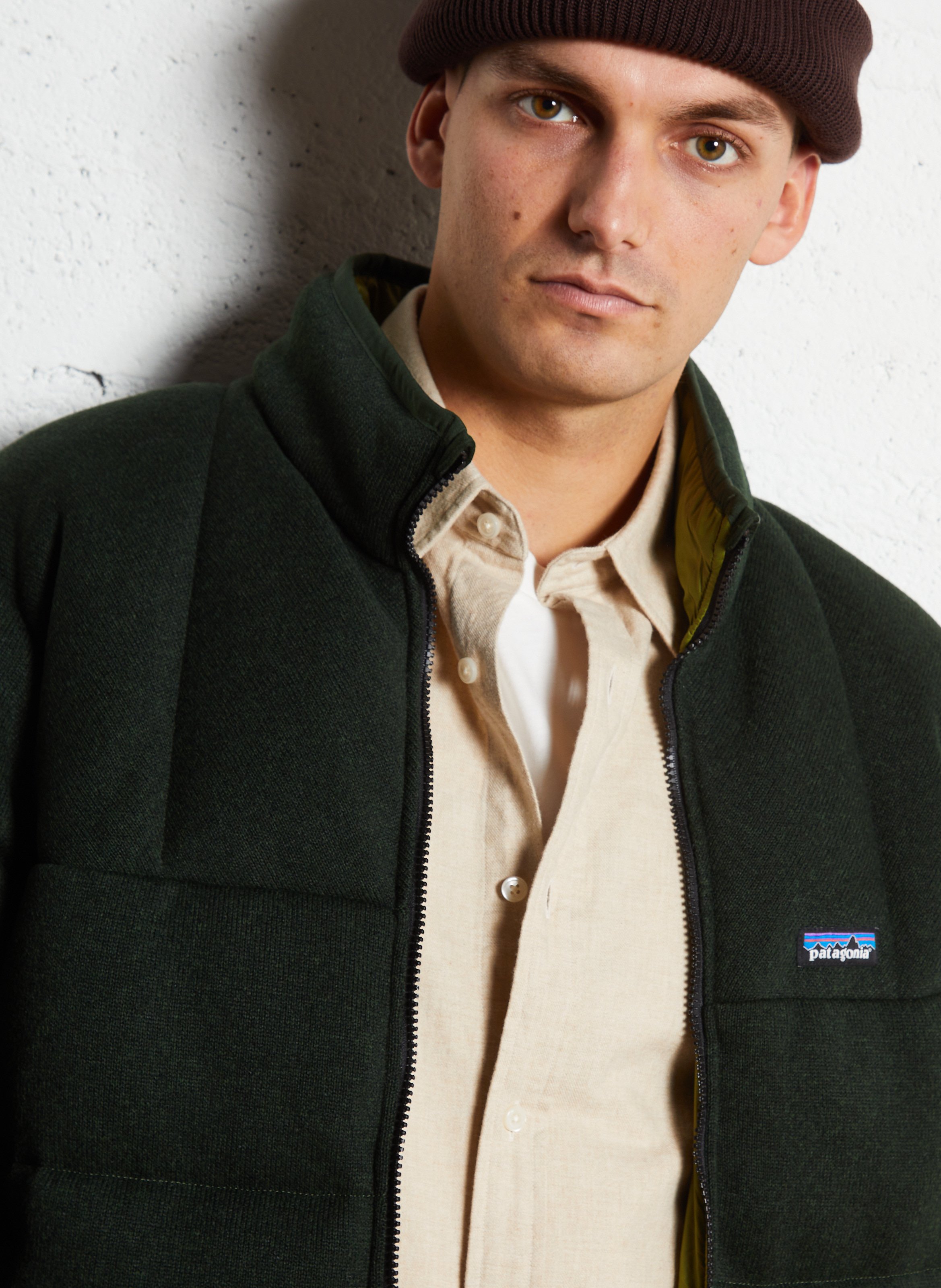 Quilted high neck solid coat PATAGONIA Green