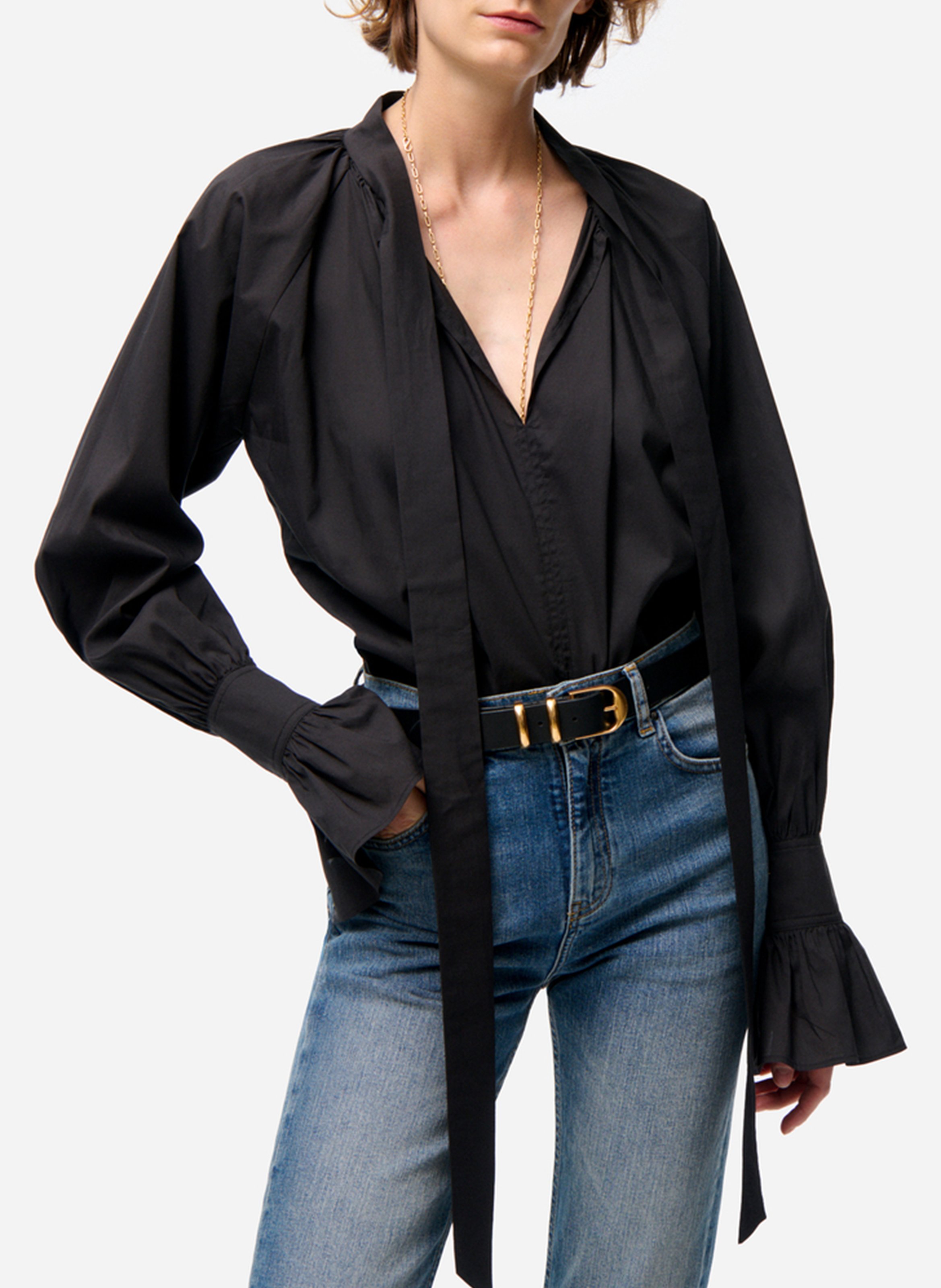 Blouse met strikkraag VANESSA BRUNO Zwart