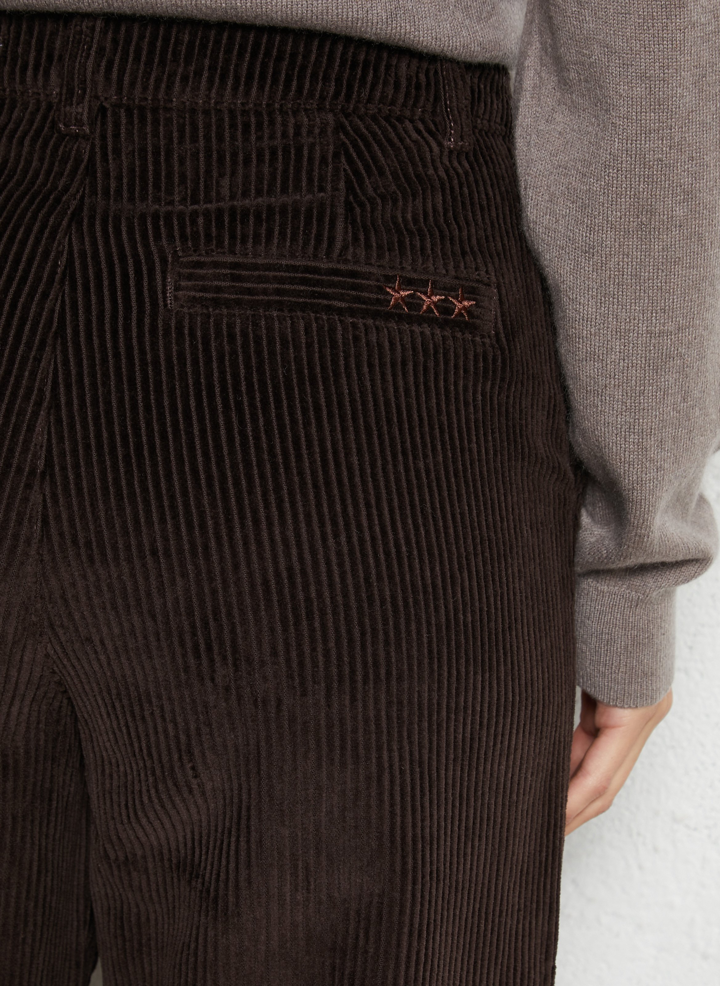 Pantalon large en coton côtelé SUD EXPRESS Marron