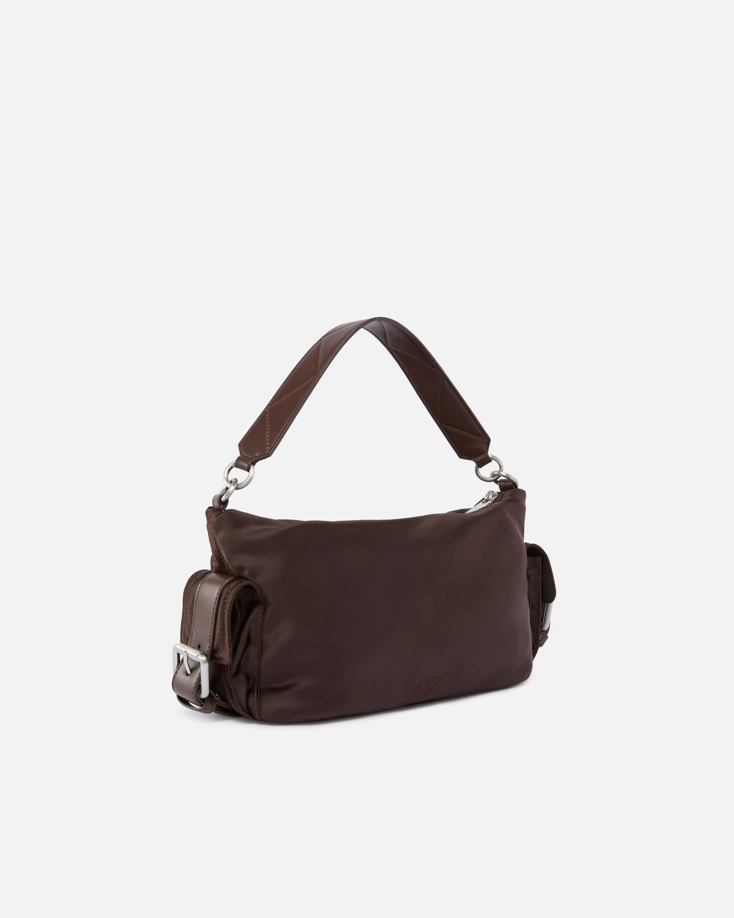 Medium satin camera bag with love birds logo PINKO Brown