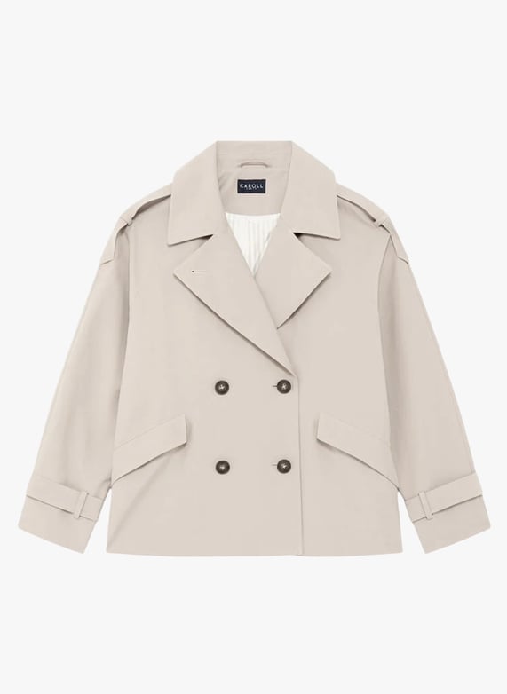 Short oversized trench coat Beige Caroll Women Place des Tendances