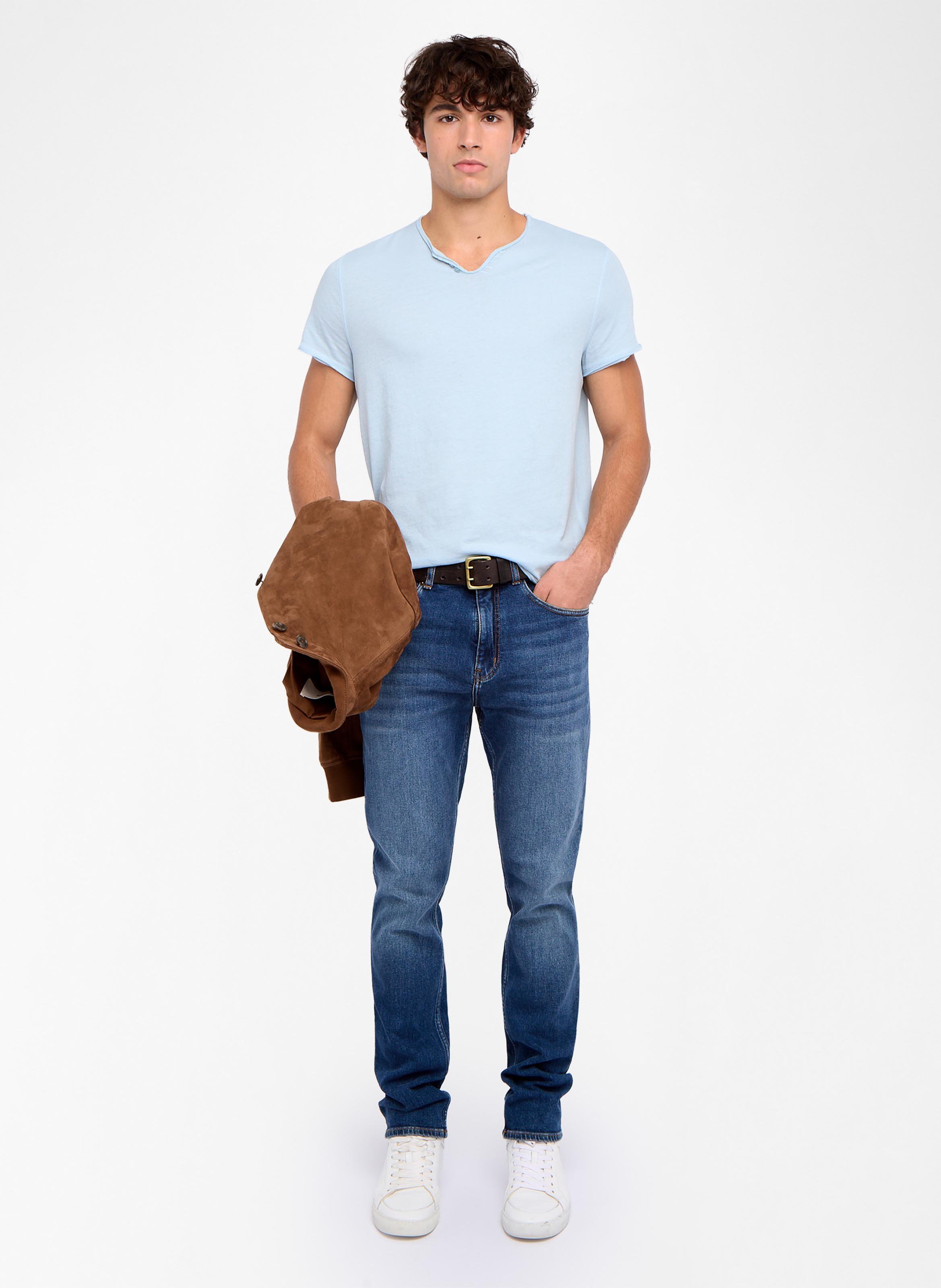 Straight-cut cotton henley T-shirt ZADIG&VOLTAIRE Blue