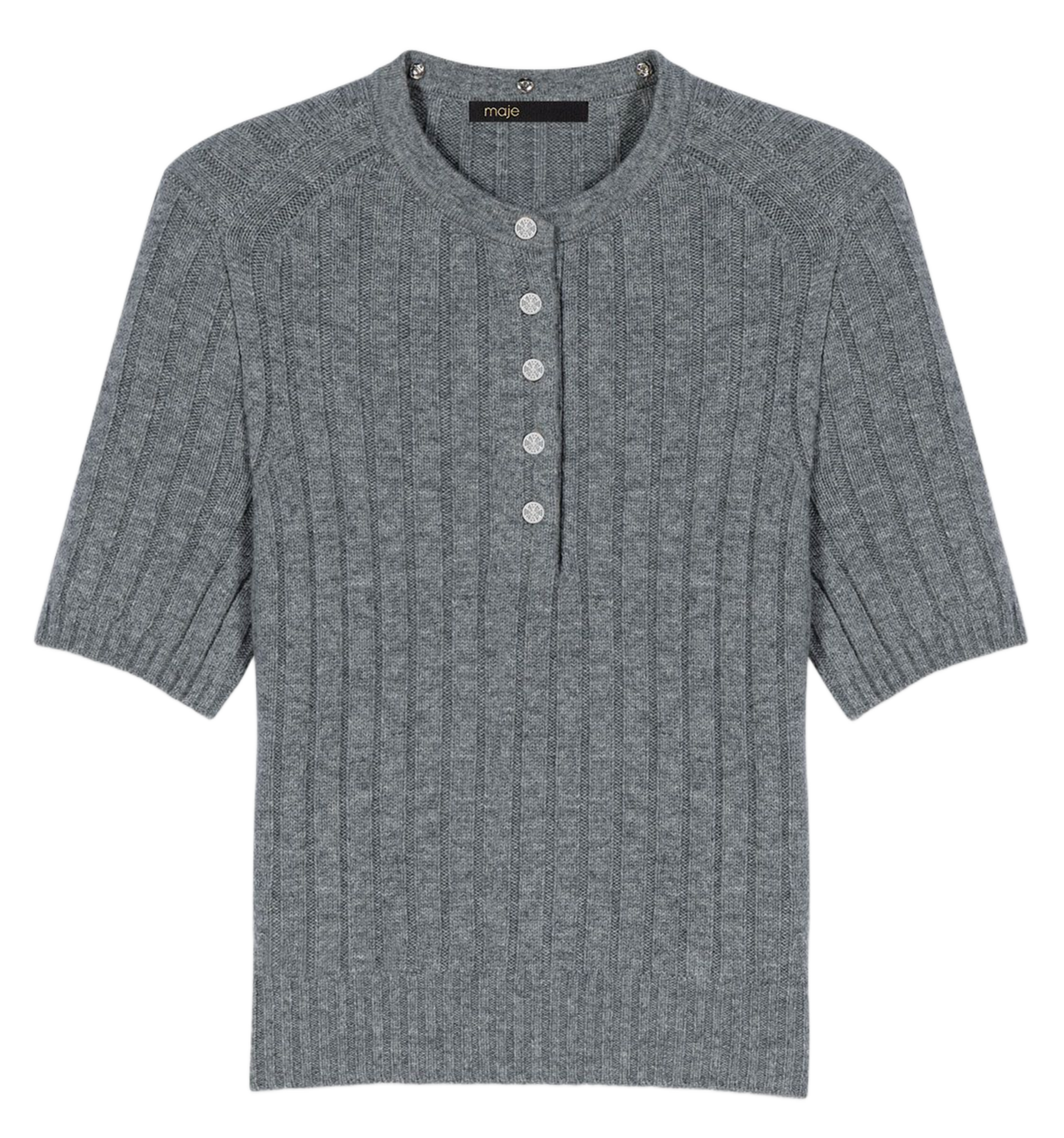 Pull col polo en laine mélangée MAJE Gris