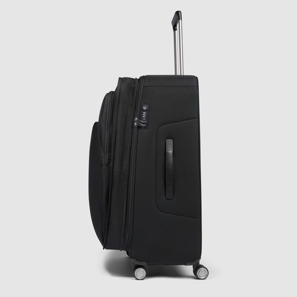 Large 4-wheel suitcase, expandable with shockproof protection and TSA lock PIQUADRO Black