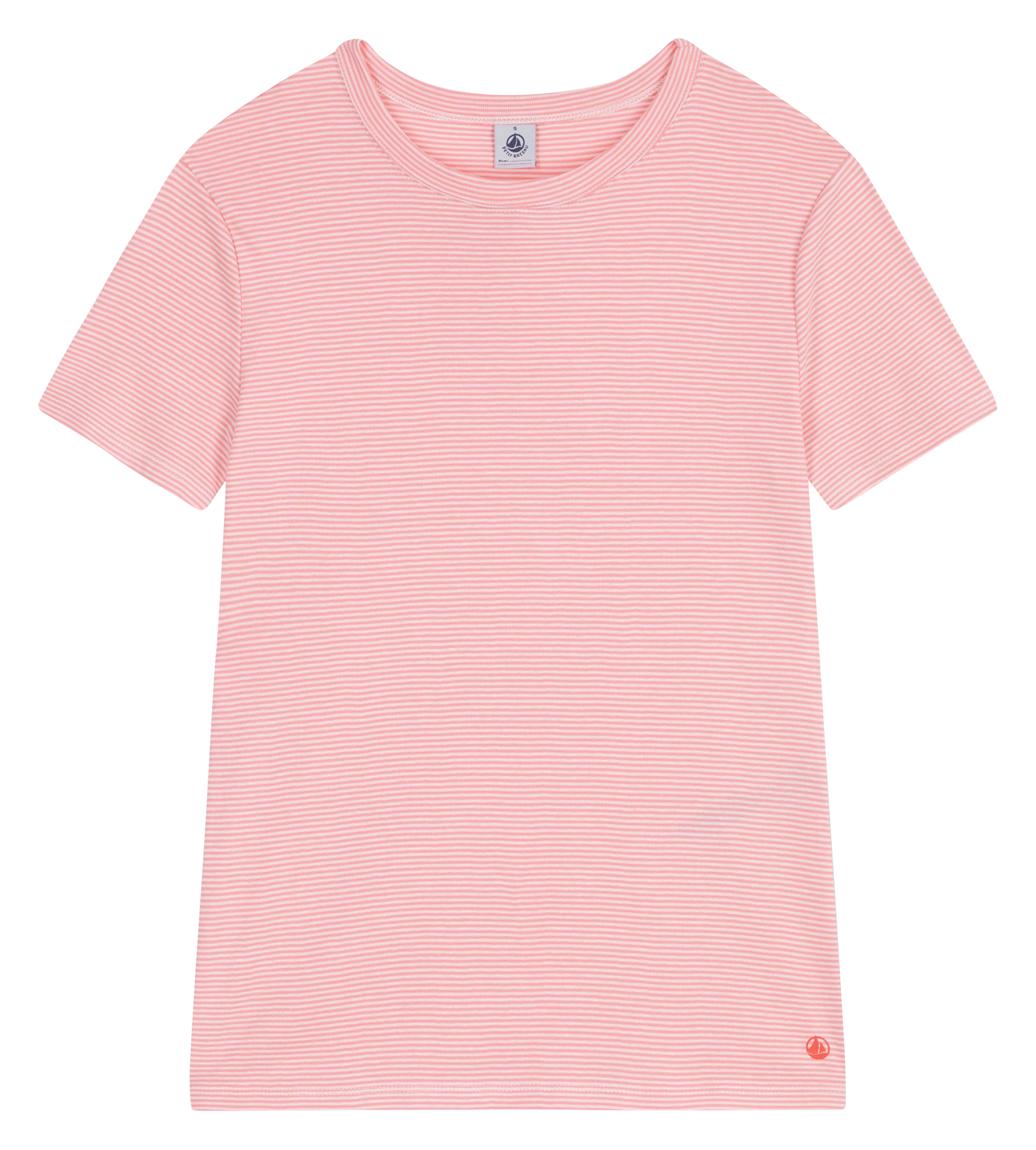 Gestreept recht T-shirt van katoen Roze