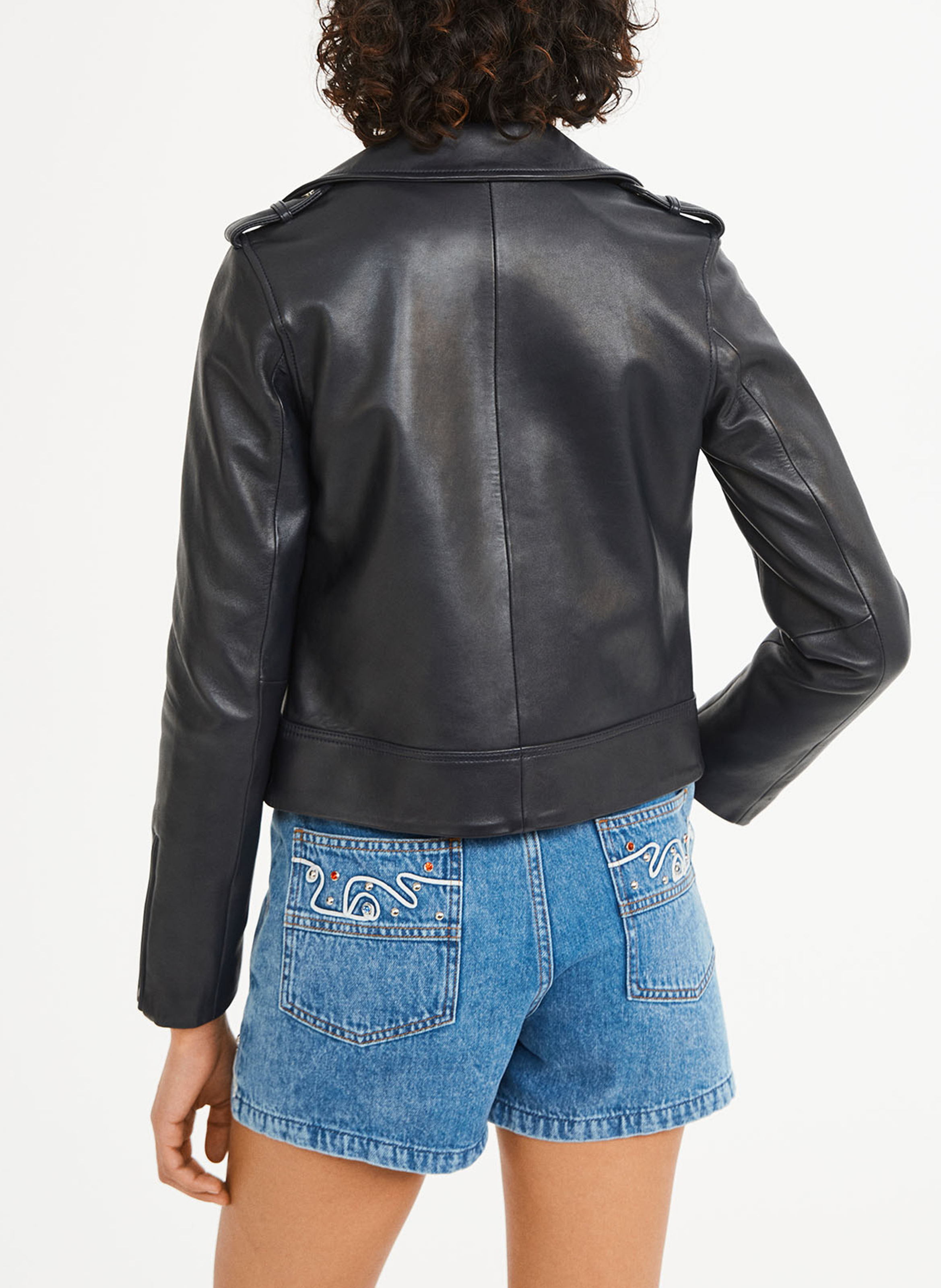 Blouson court en cuir  CLAUDIE PIERLOT Noir