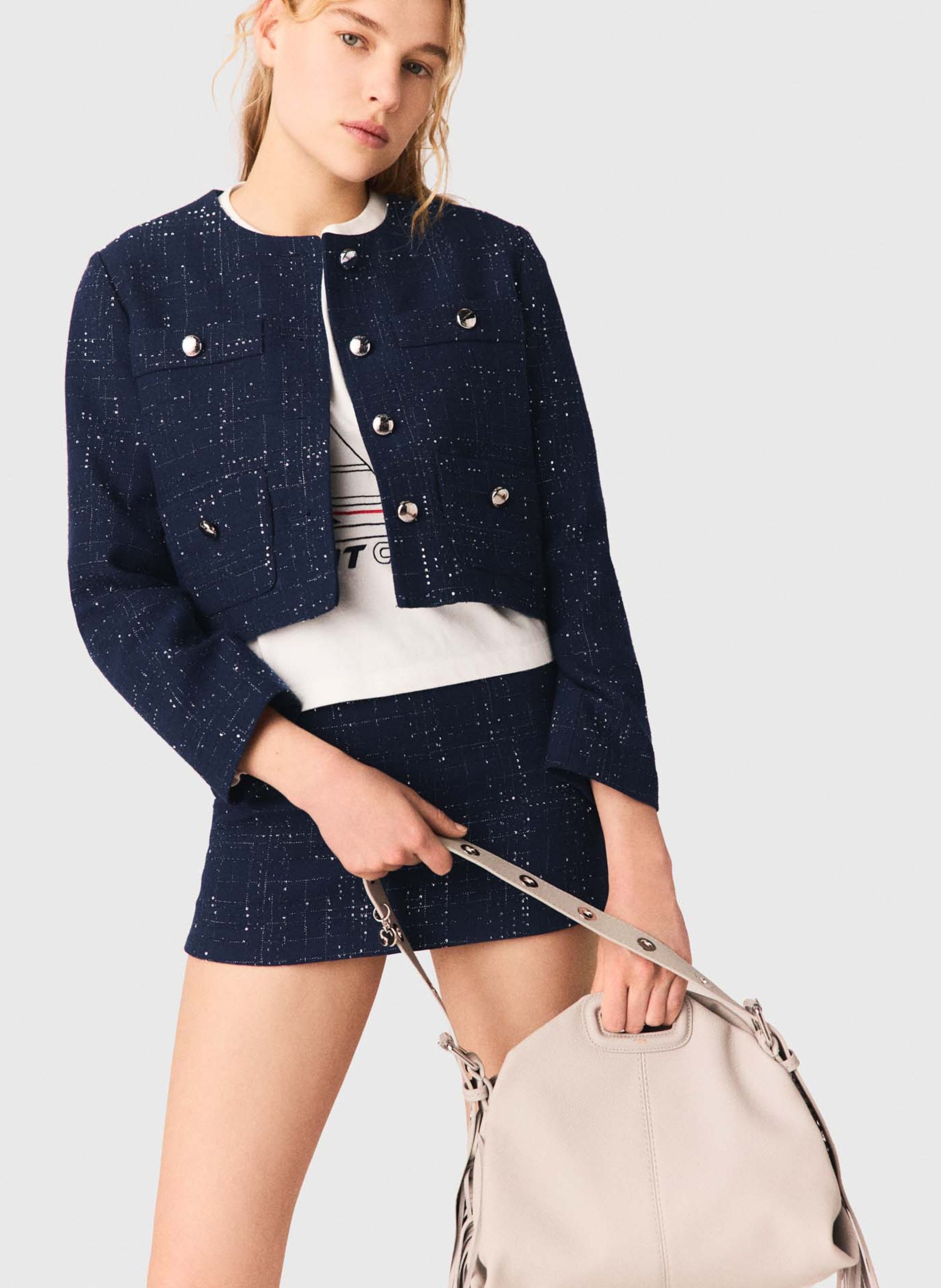 Veste col rond  MAJE Bleu