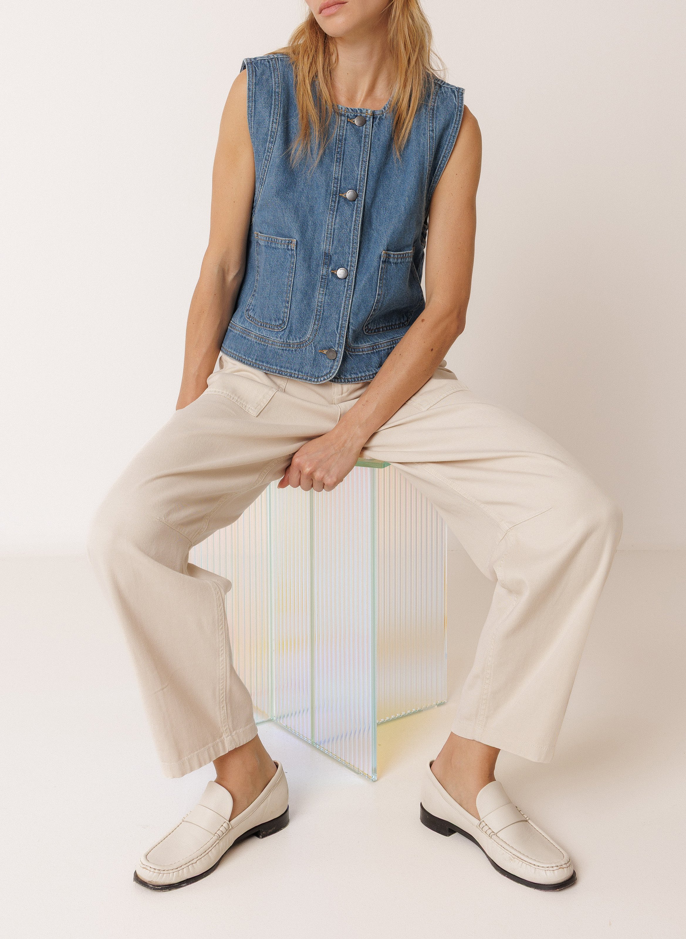 Jacket in recycled cotton and linen INDI & COLD Blue