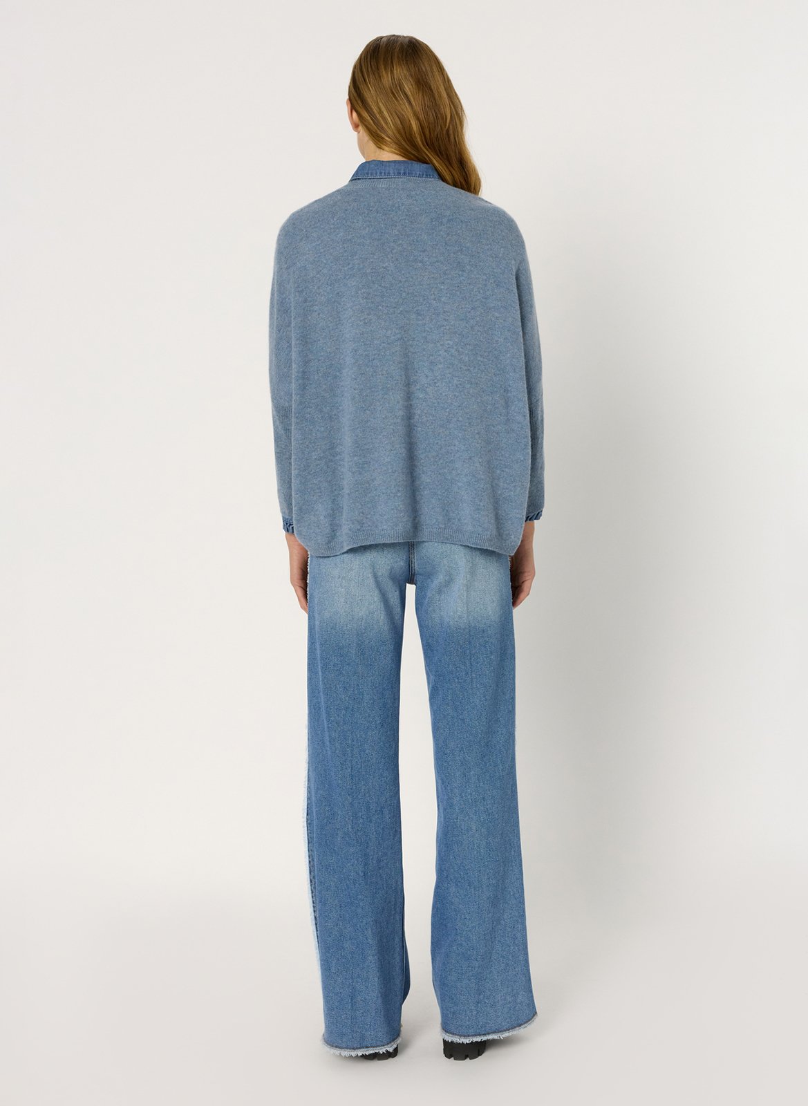 Pull droit col V en cachemire GERARD DAREL Bleu