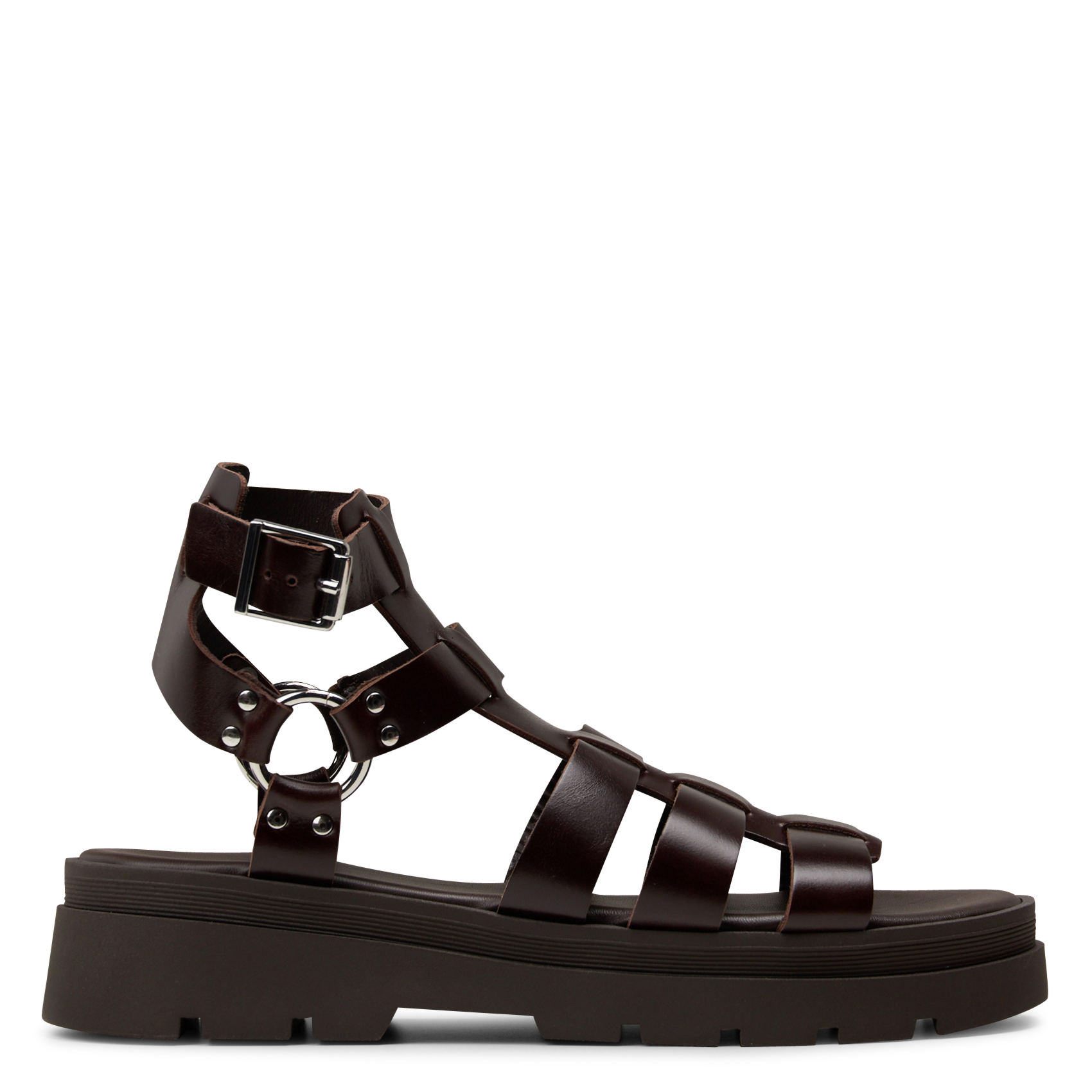 Flat leather multi-strap sandals MELLOW YELLOW Brown