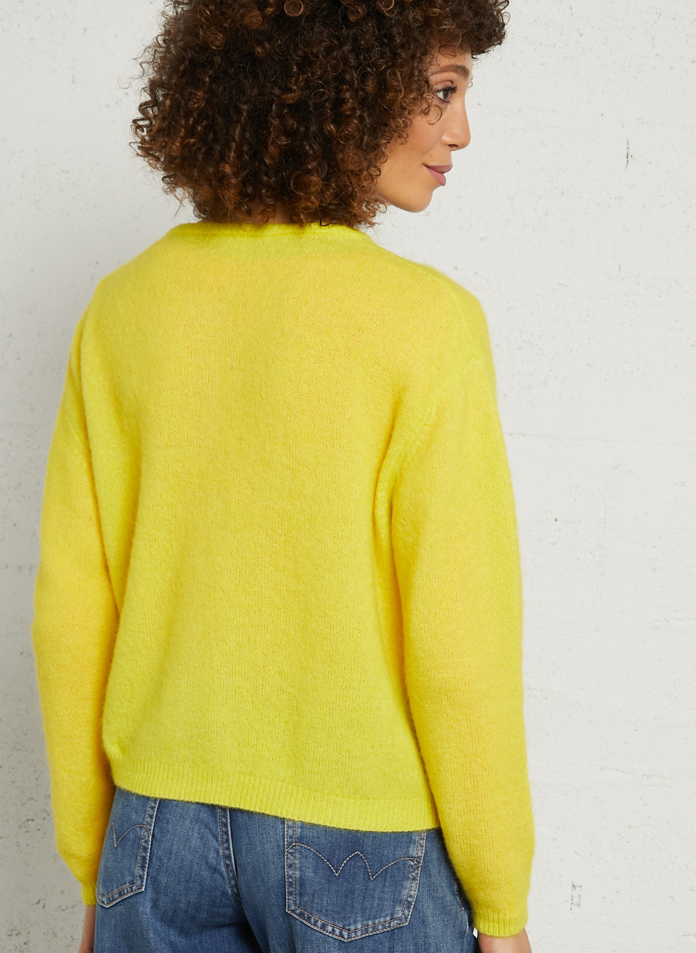 Gilet ample col rond en laine mélangée AMERICAN VINTAGE Jaune