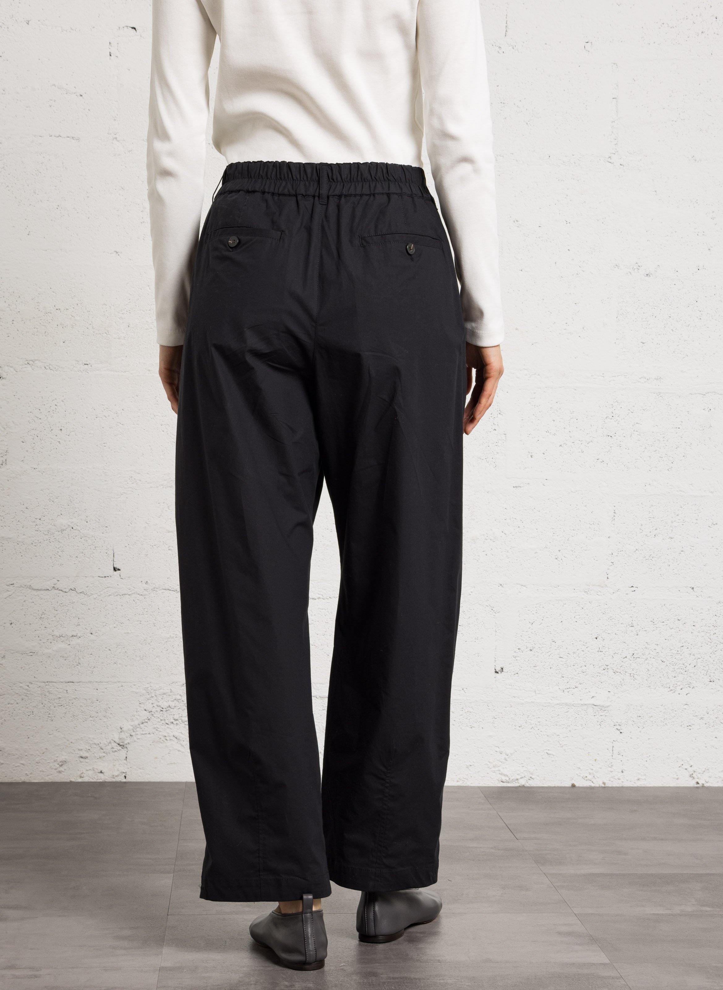 Pantalon large taille haute en coton recyclé SOEUR Noir