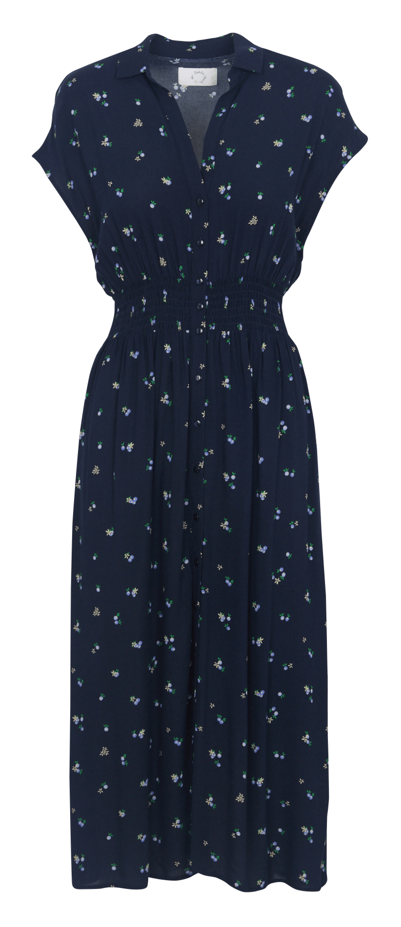 Robe midi col classique imprimée DES PETITS HAUTS Noir