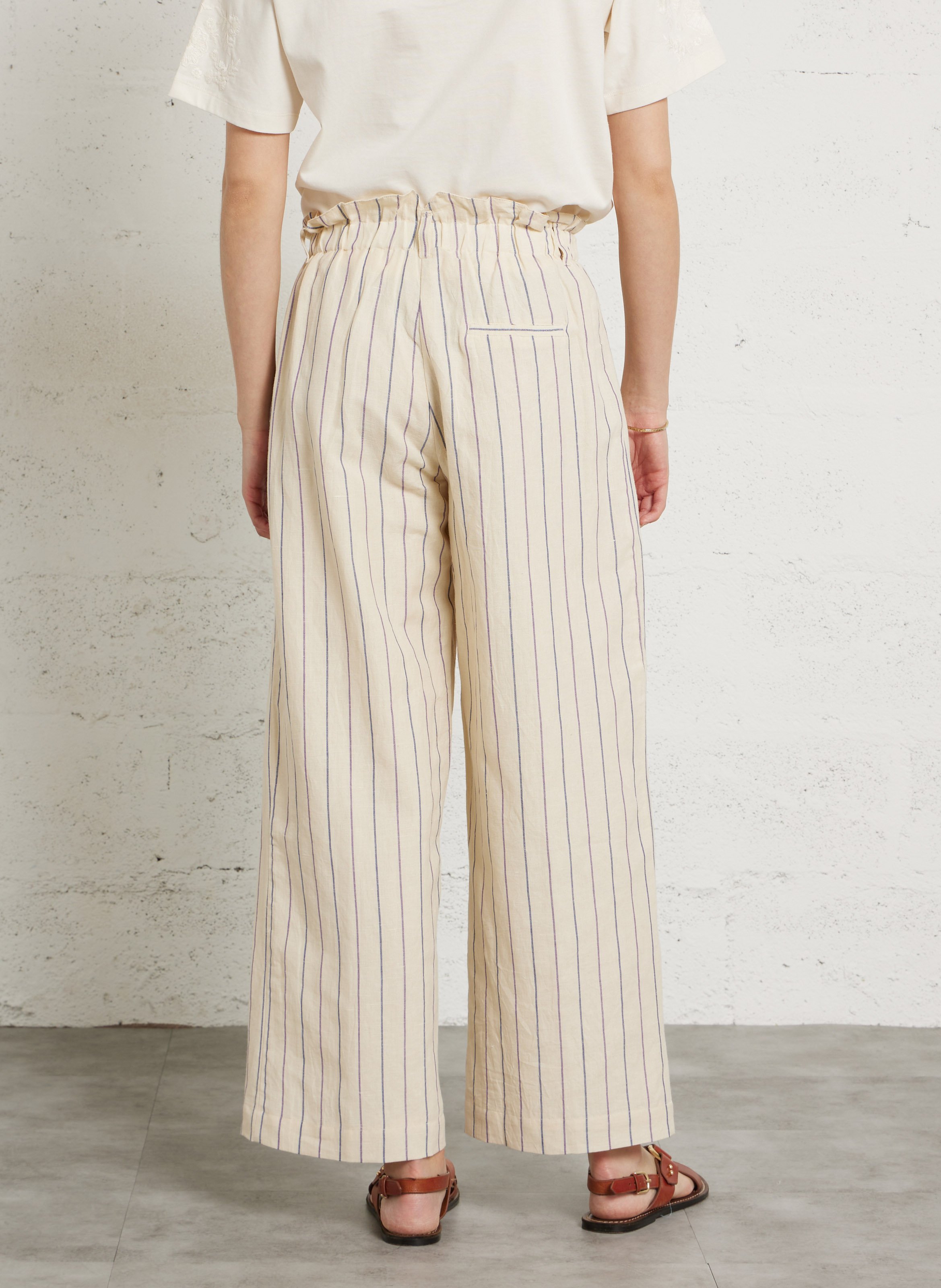 Wijde, gestreepte broek LOUISE MISHA Beige