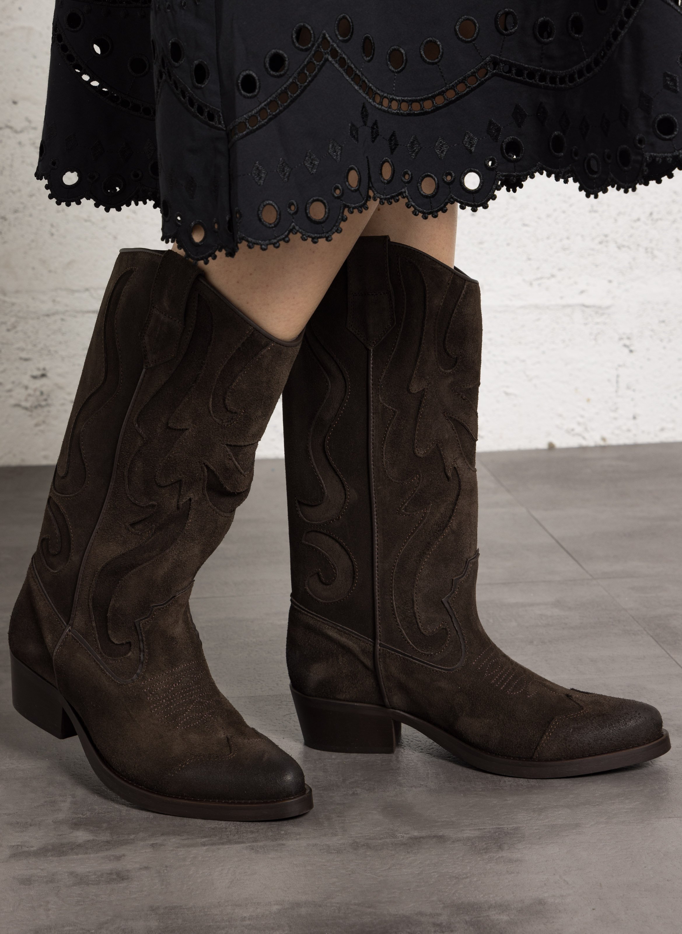 Suède cowboylaarzen IKKS Bruin