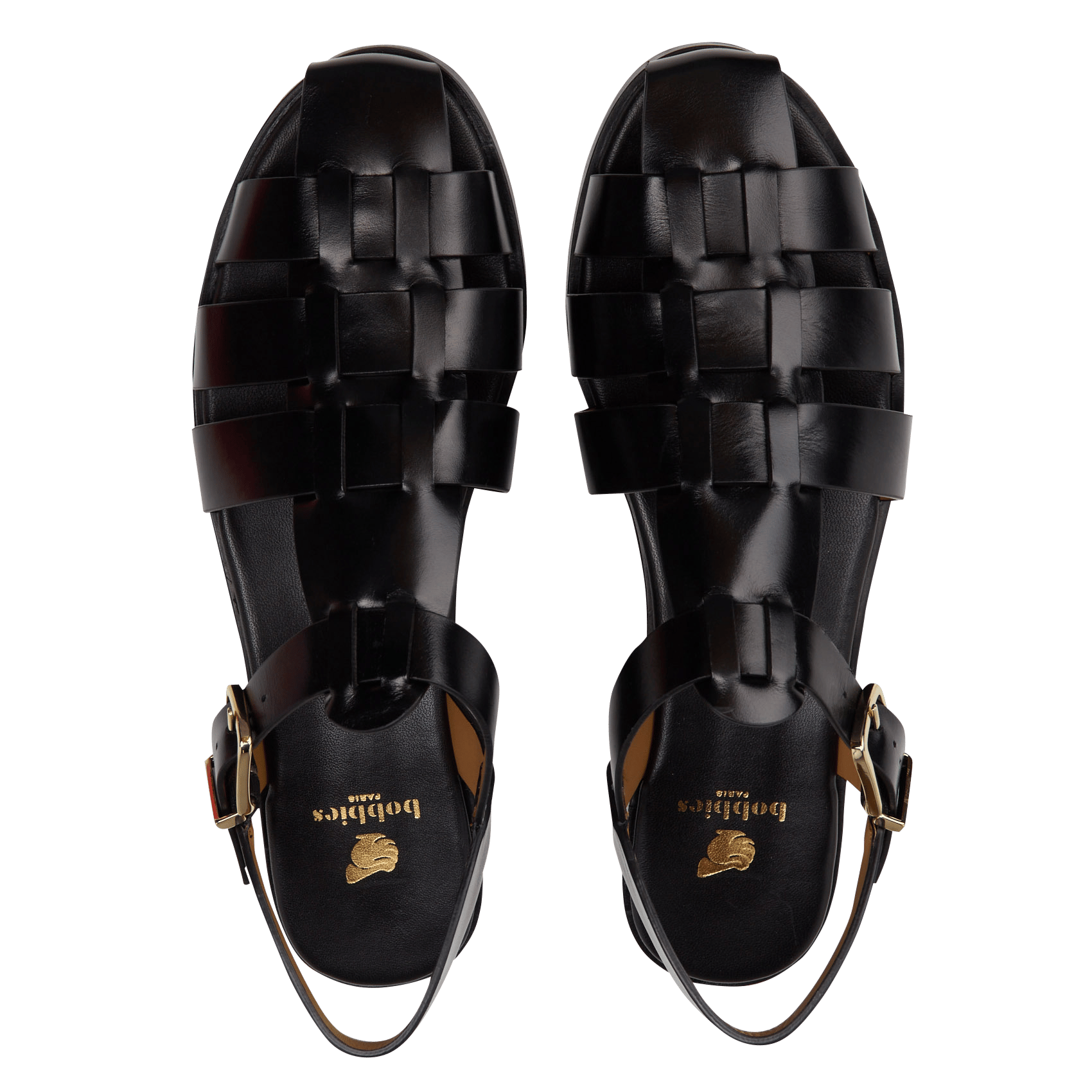 Sandales plates en cuir BOBBIES Noir