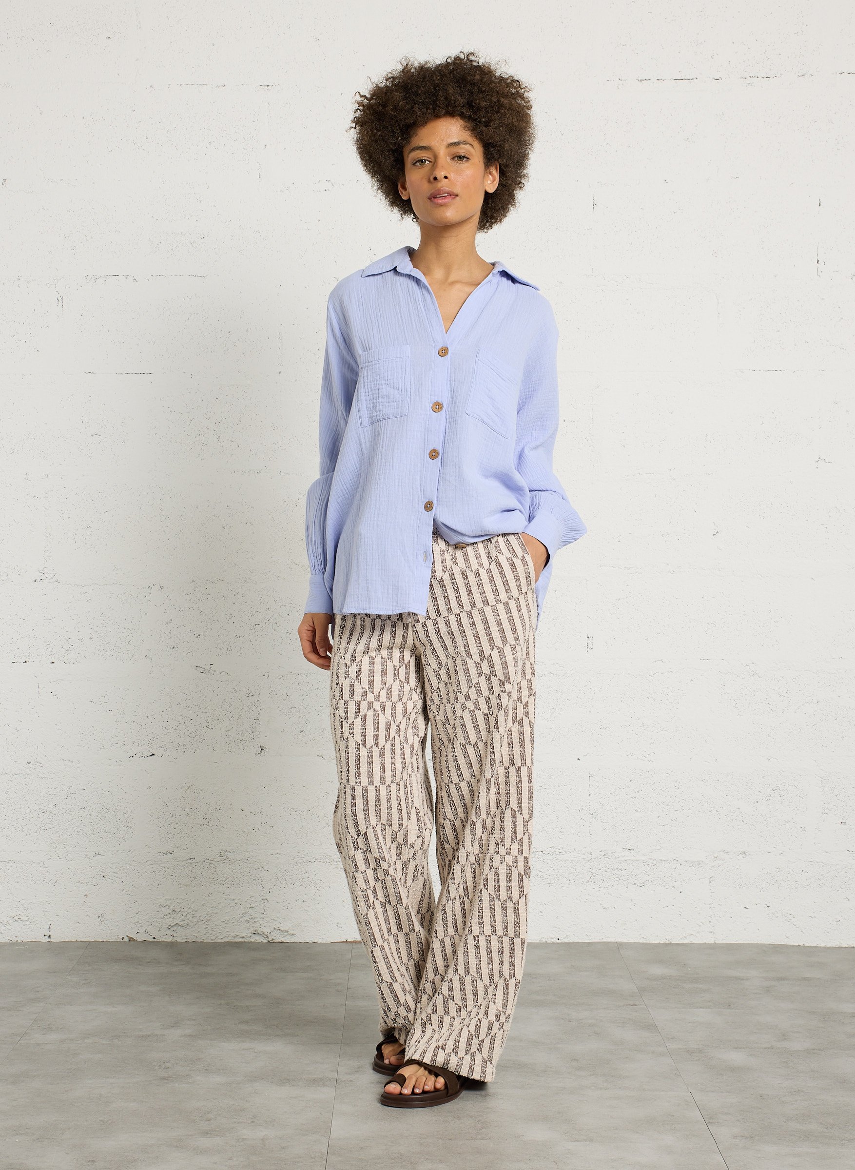 Chemise col classique en gaze de coton BILLABONG Bleu