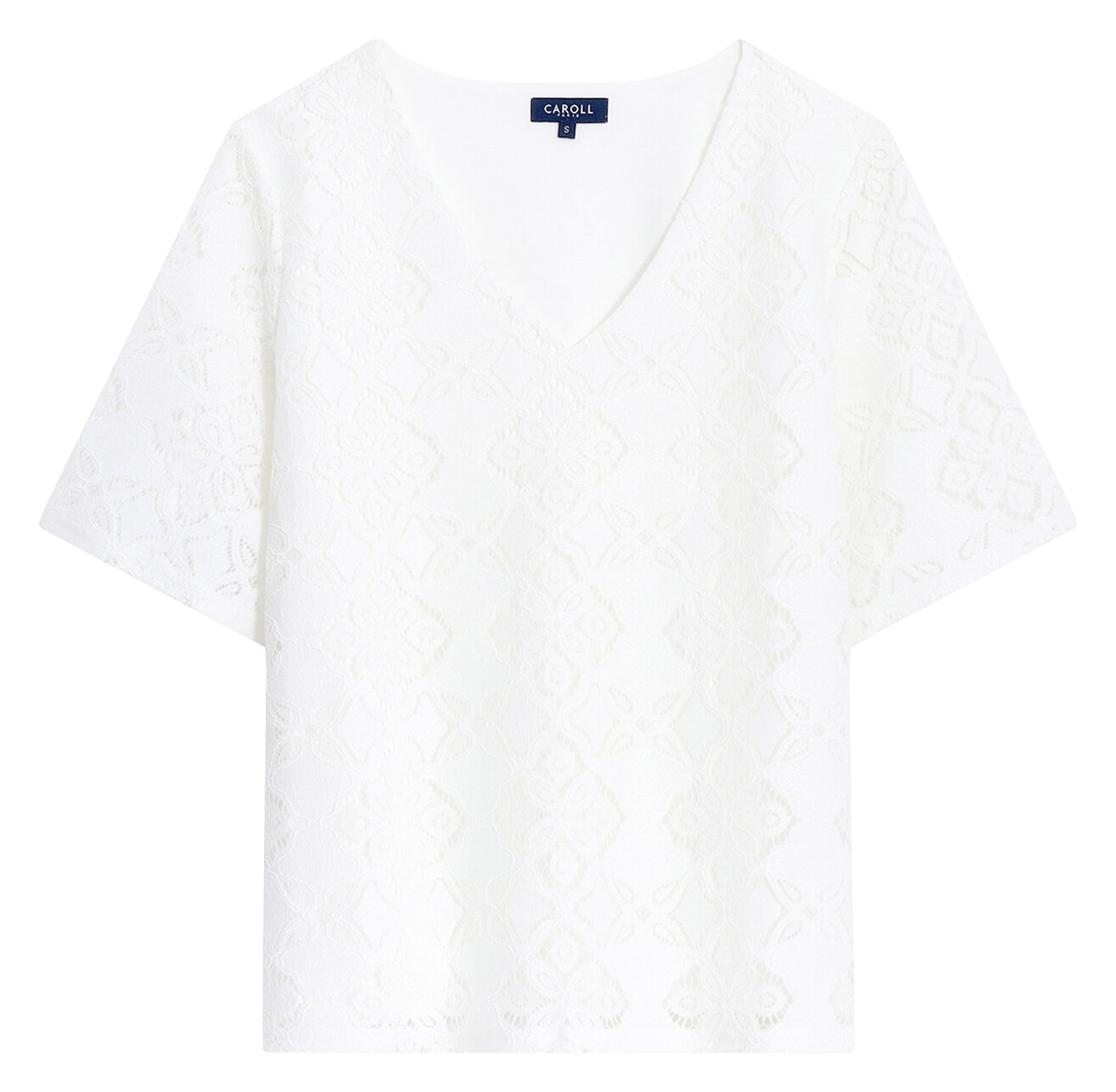 Oberteil mit V-Ausschnitt aus Spitze CAROLL Beige