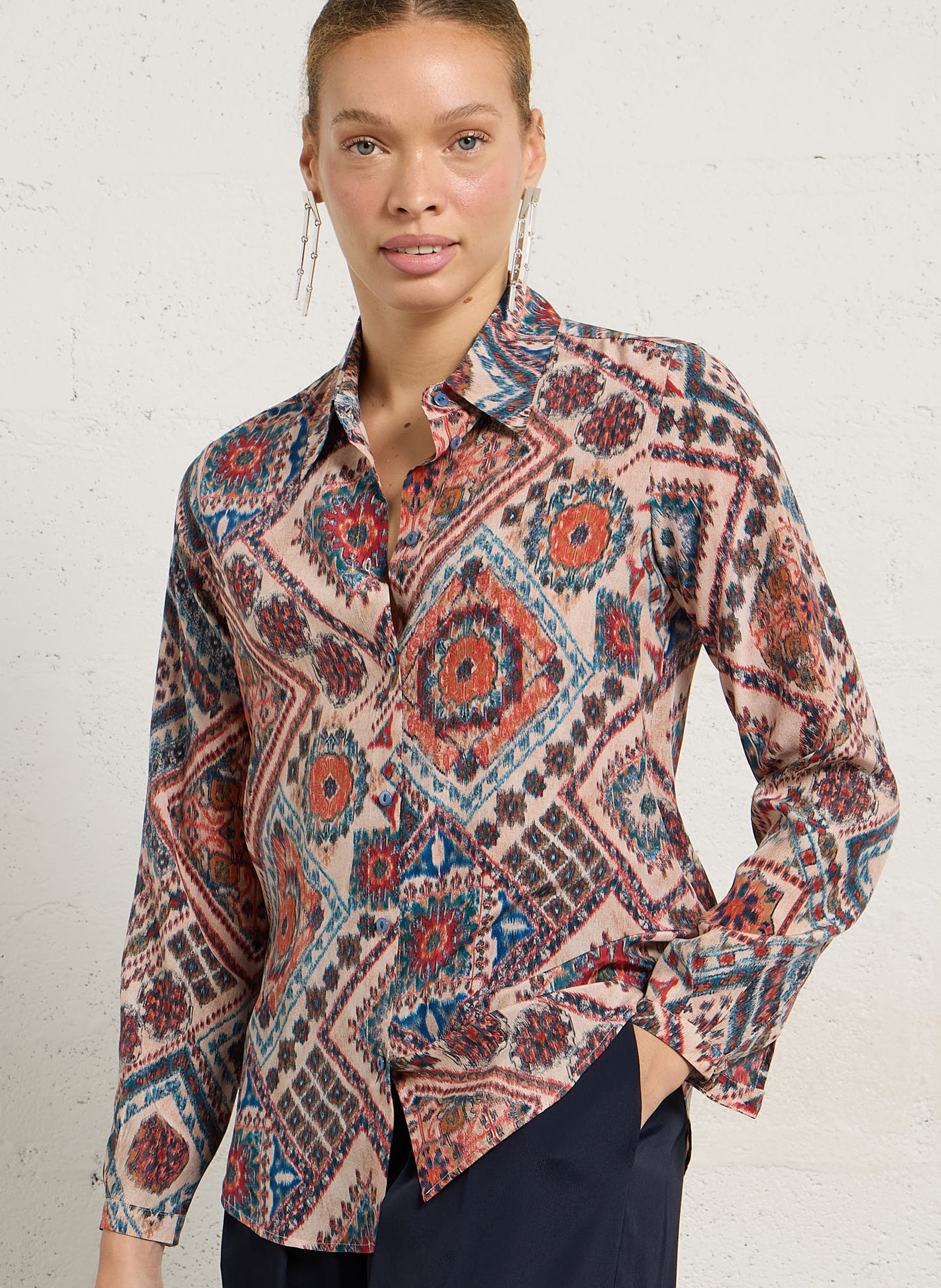 Bedruckte Seidenbluse MOMONI Rosa