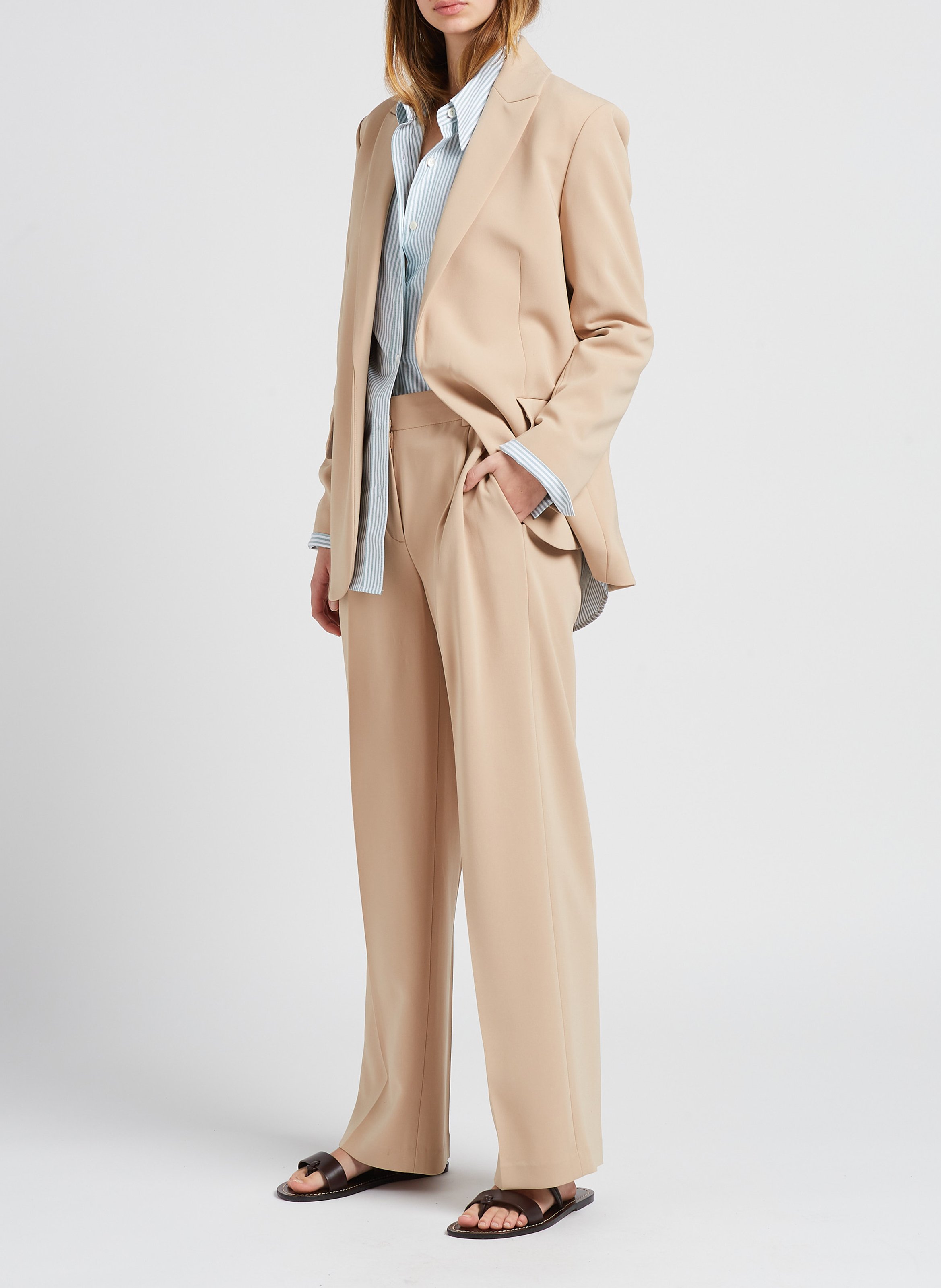 Veste tailleur ouverte en crêpe  THEORY Beige