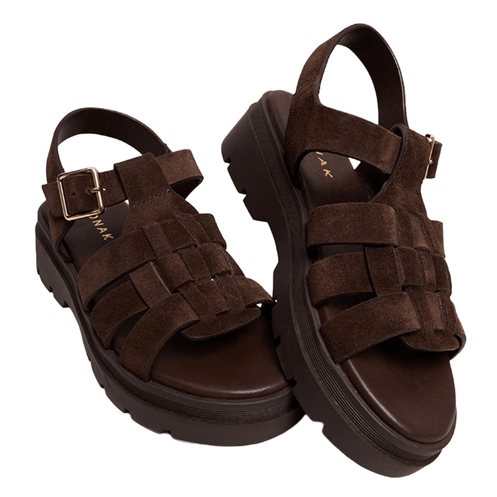 Leather wedge sandals JONAK Brown