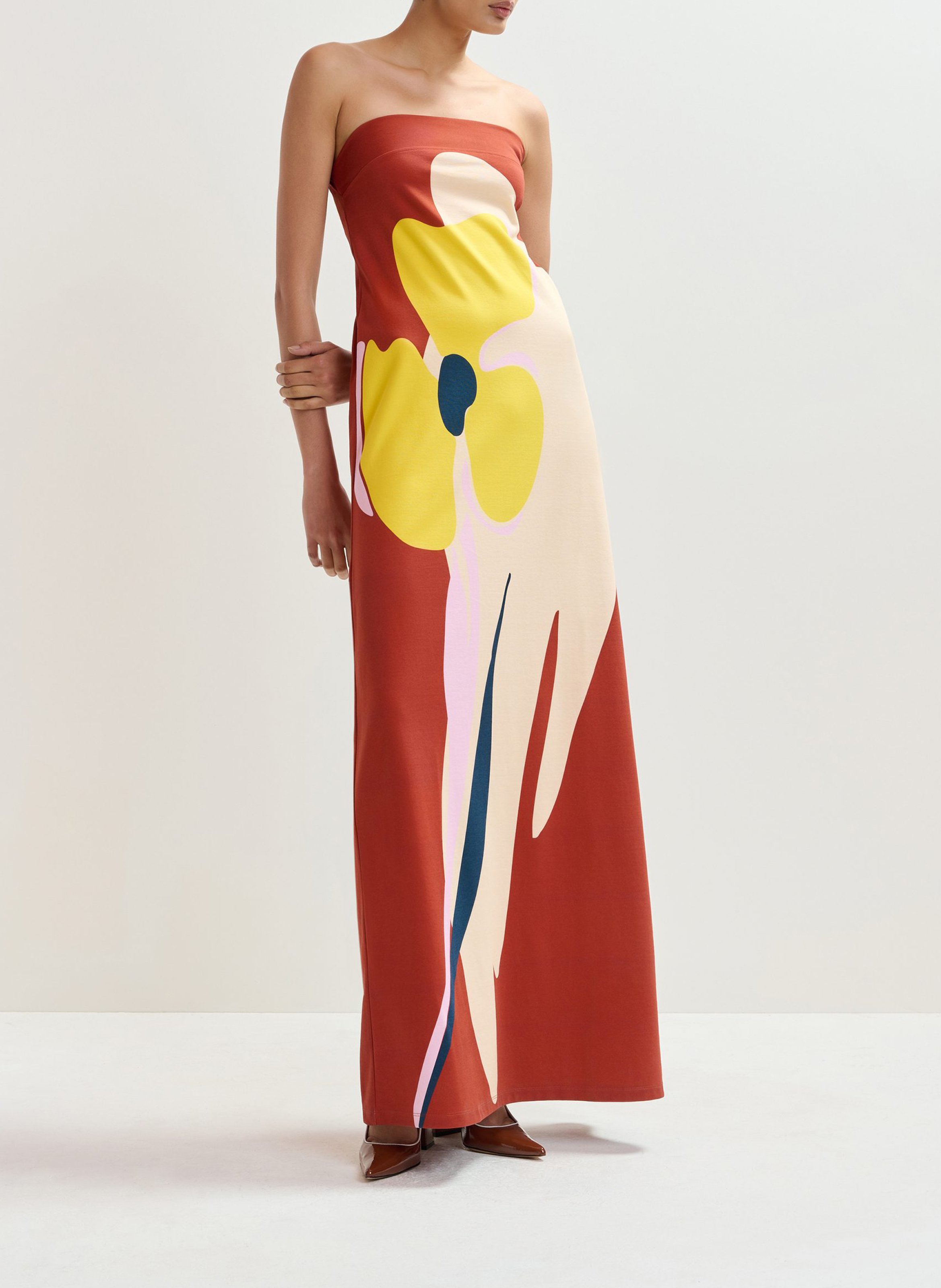 Robe longue bandeau imprimée ESSENTIEL ANTWERP Orange