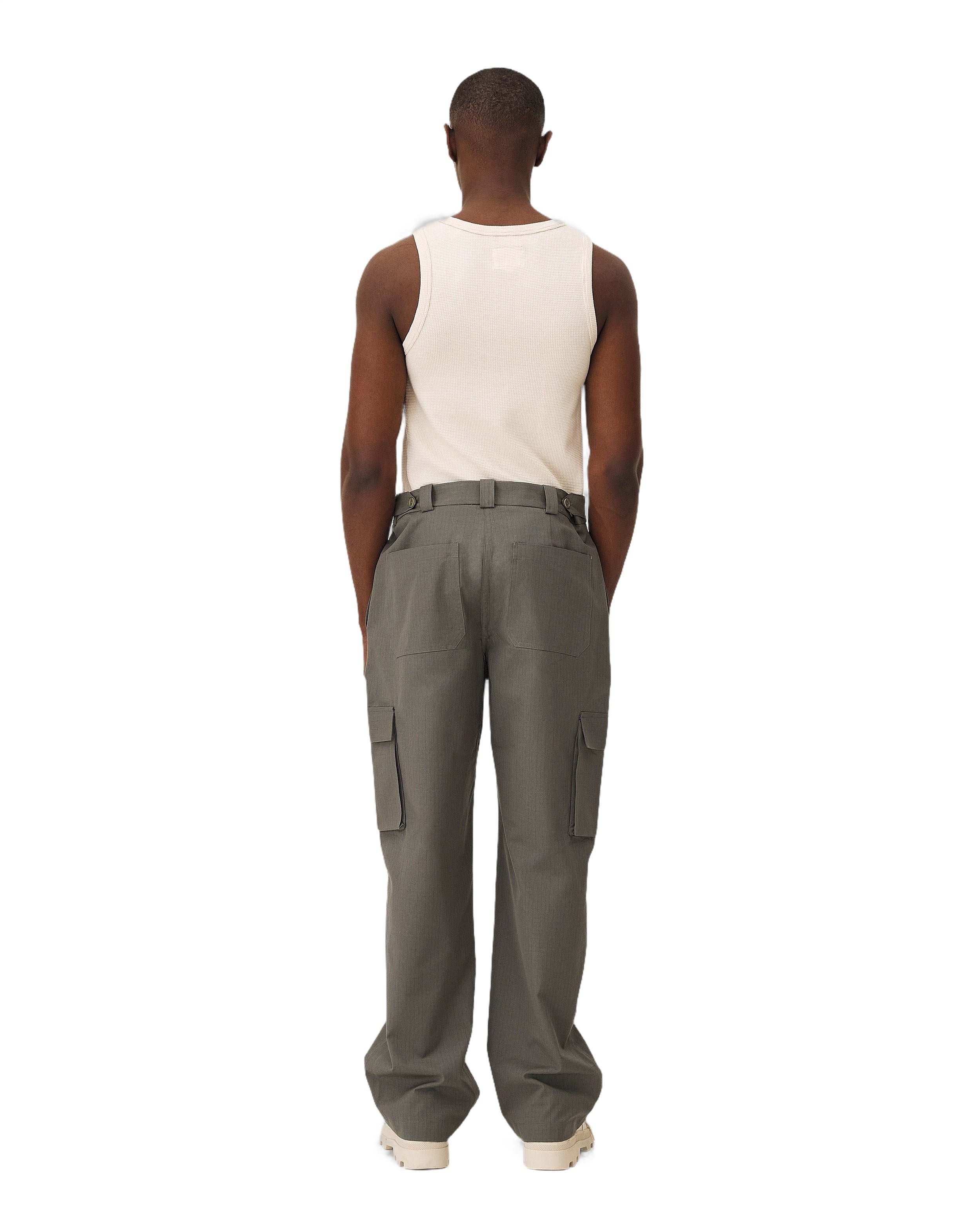 Wide military cargo army green pants Noyoco Green