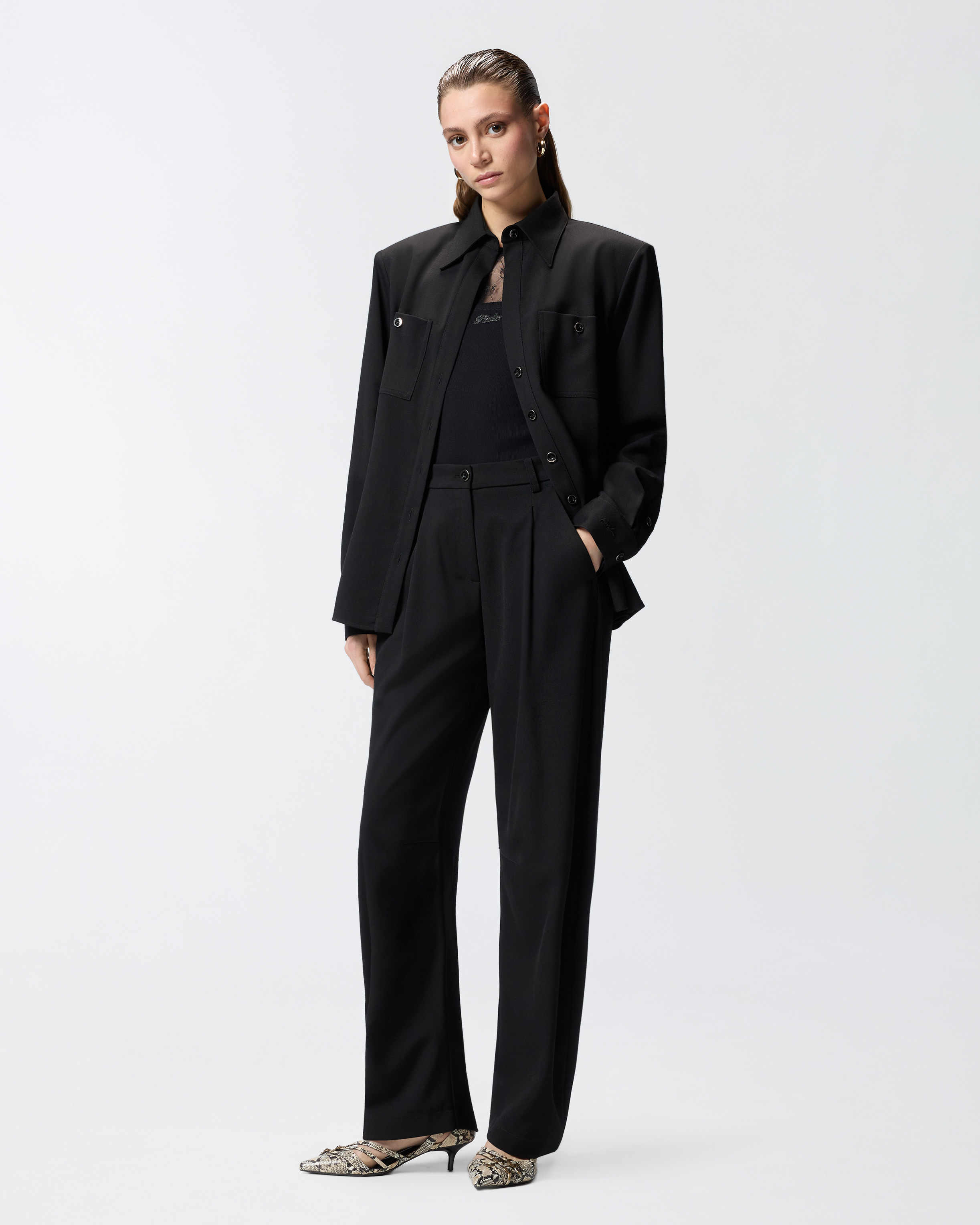 Surchemise stretch avec poches poitrine PINKO Noir