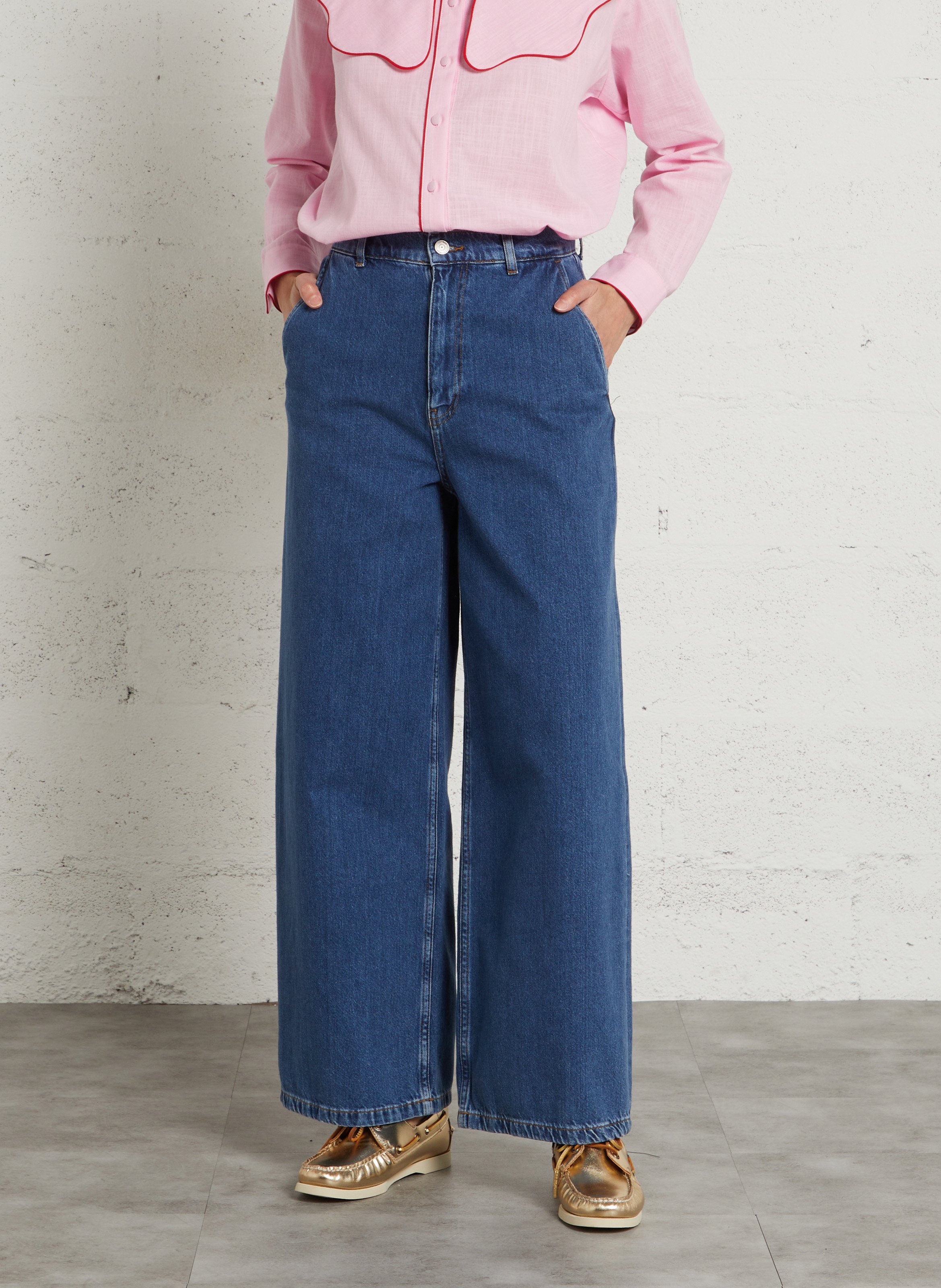 Wide-leg cotton jeans SUD EXPRESS Blue