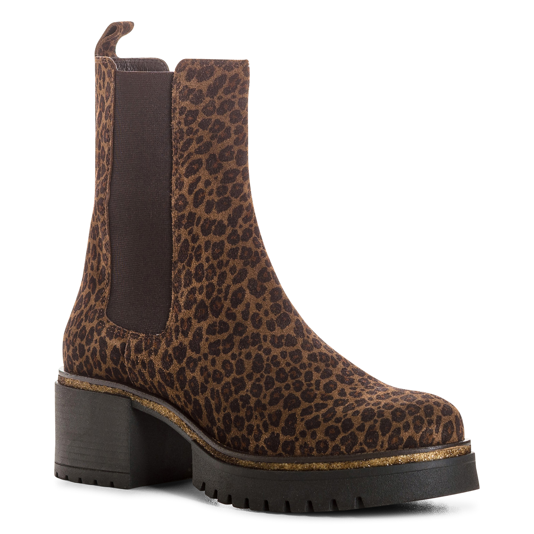 Leopard leather ankle boots REQINS Brown