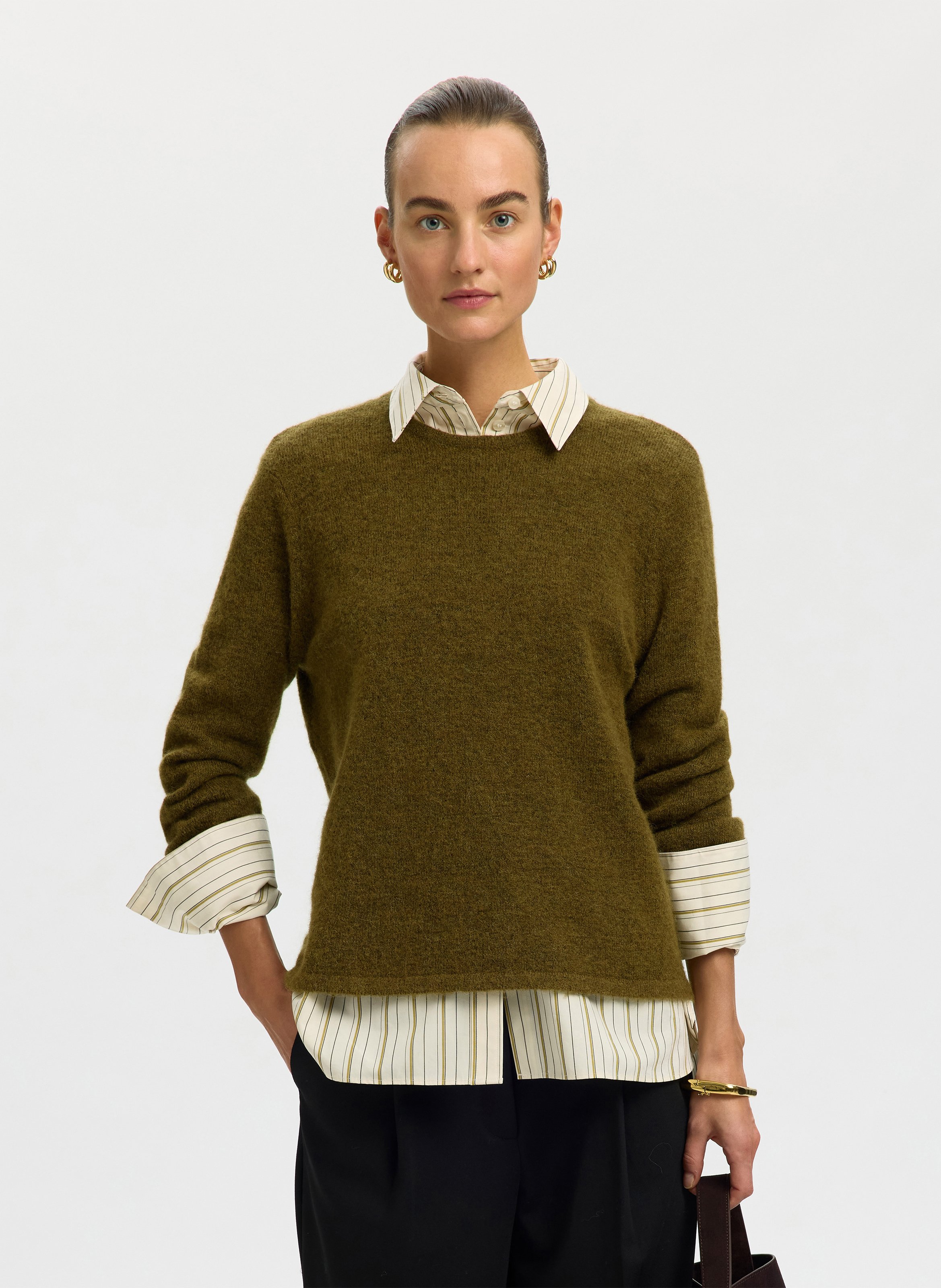 Oversize round-neck knit sweater SELECTED