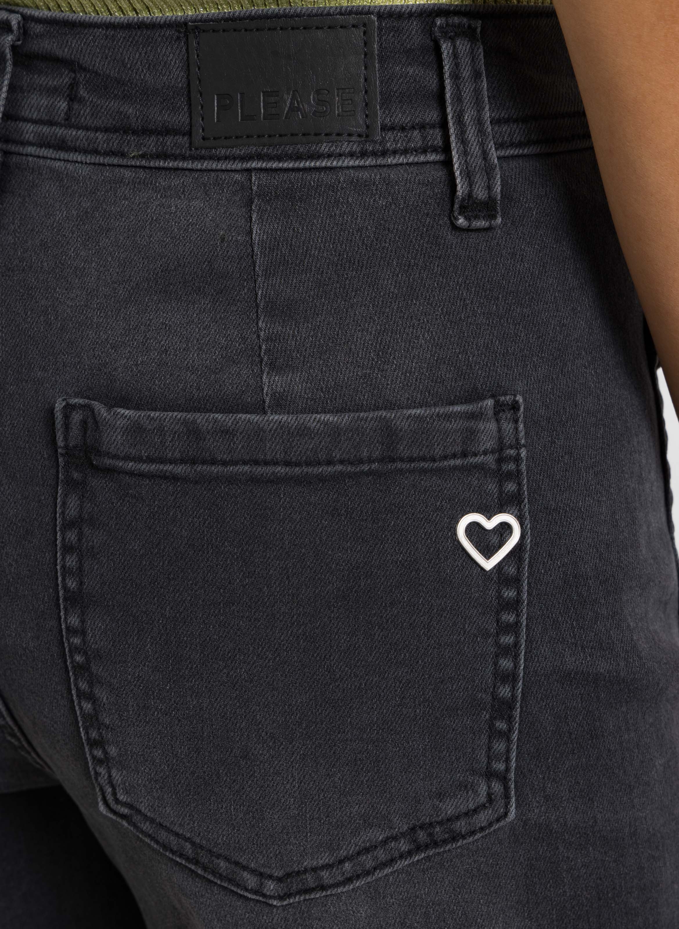 High-rise flared cotton-blend jeans PLEASE Black