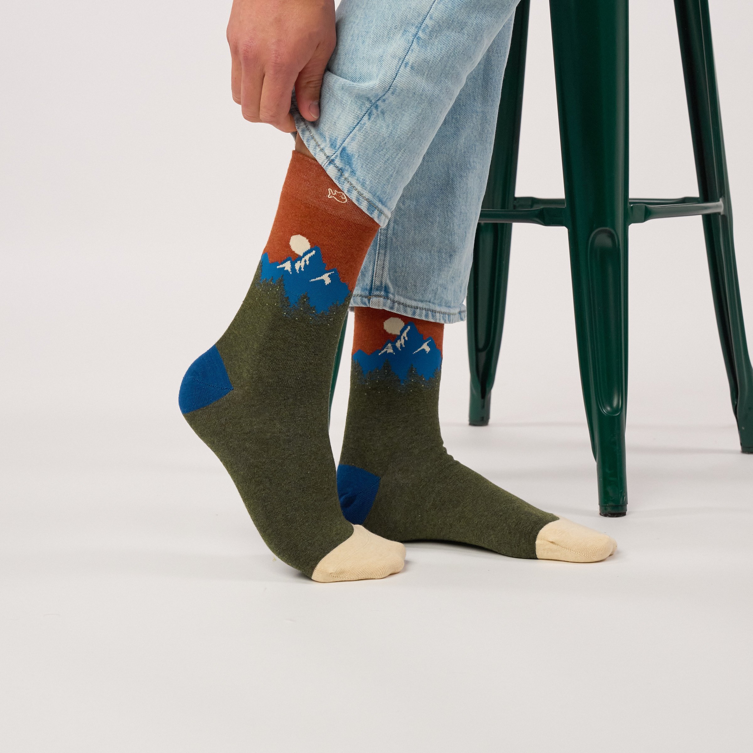 Combed Cotton Socks with Patterns BILLYBELT Green
