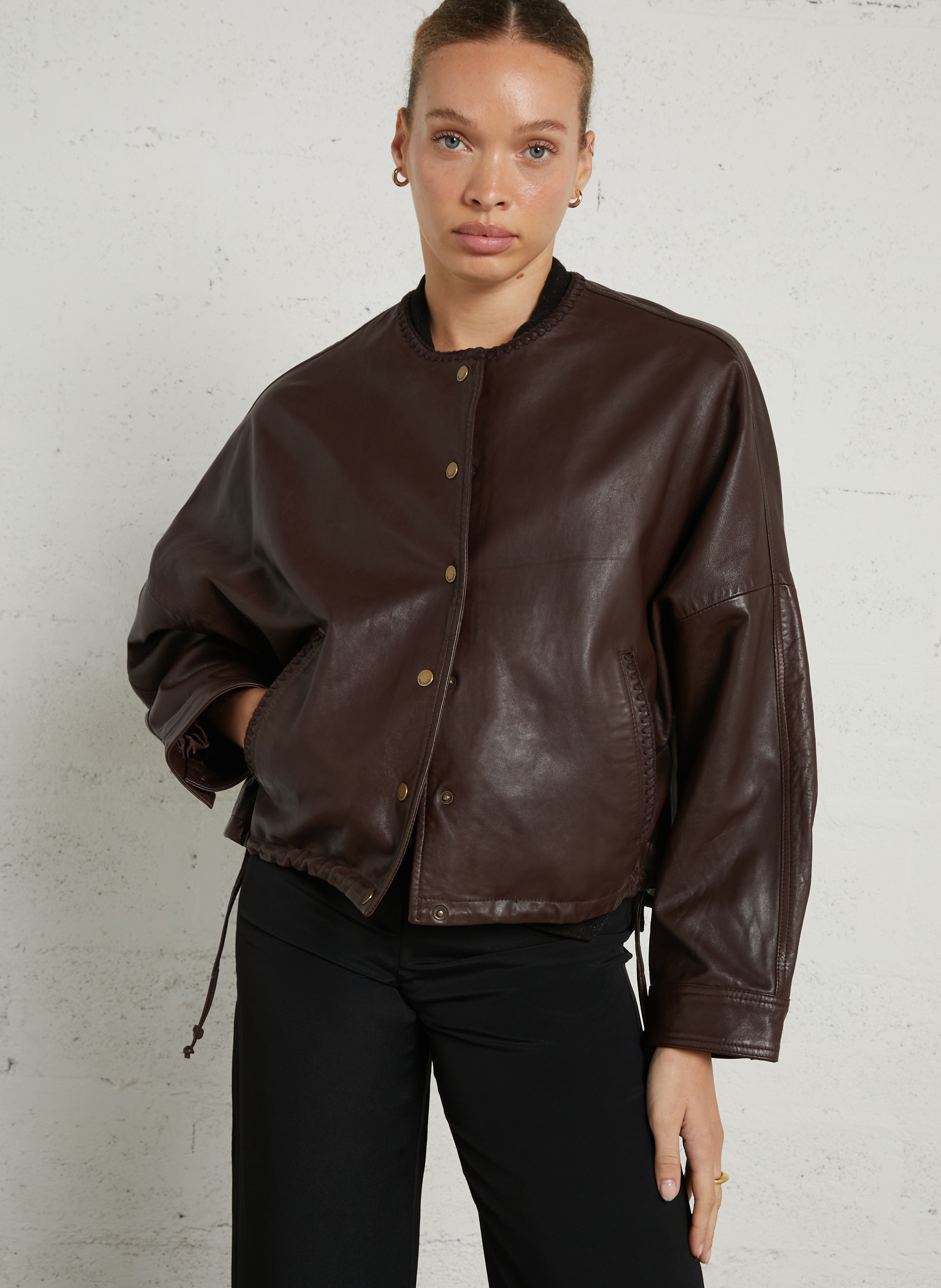 Oversized leren jas MOMONI Bruin