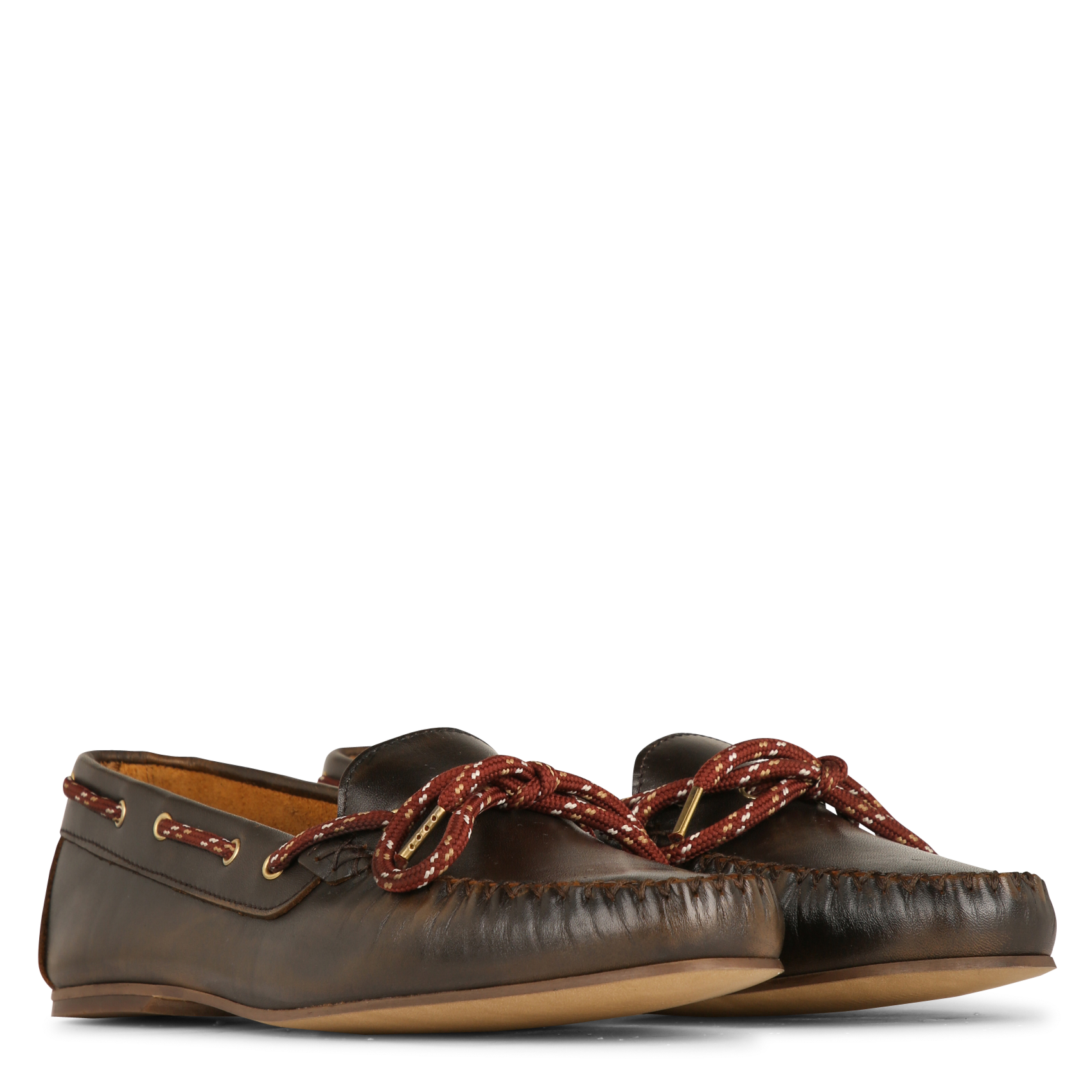 Mocassins plats en cuir MAISON 123 Marron