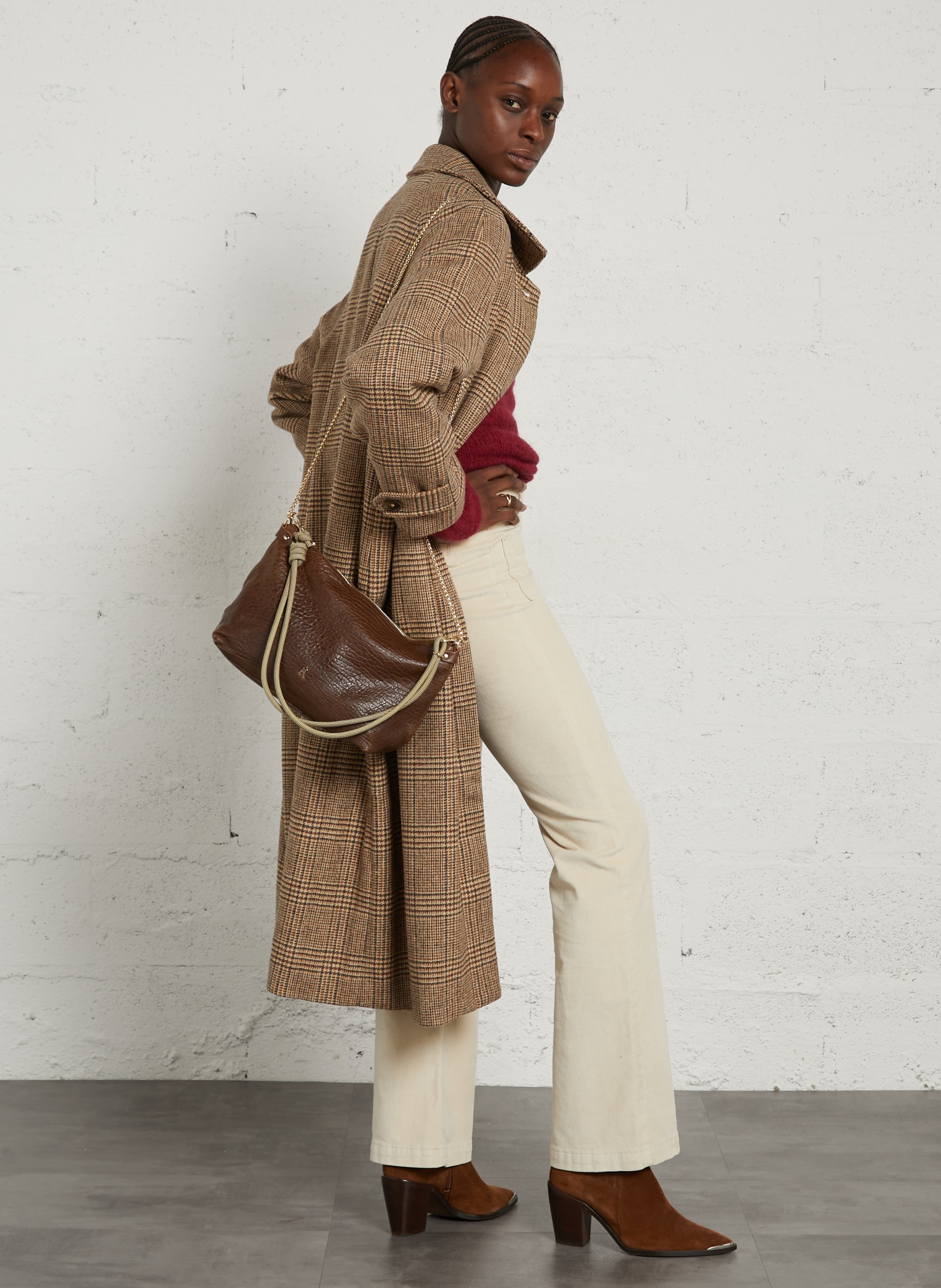 Schultertasche aus Lammleder CRAIE STUDIO Braun