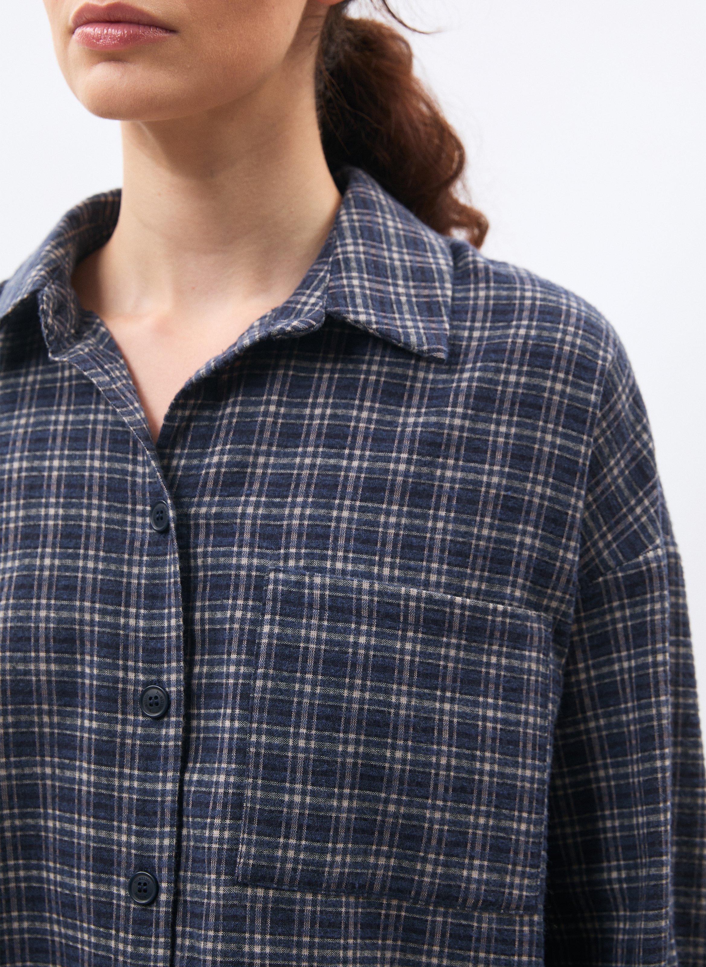 Karierte Oversize-Bluse HUMILITY Blau