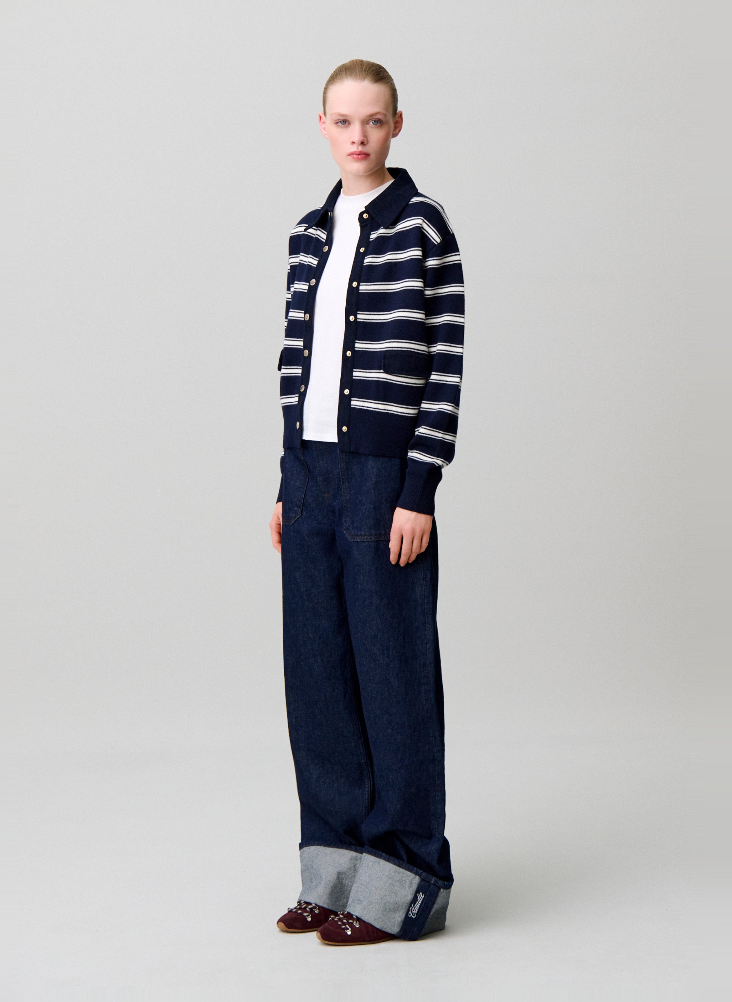Cardigan col classique à rayures CLAUDIE PIERLOT Multicolore