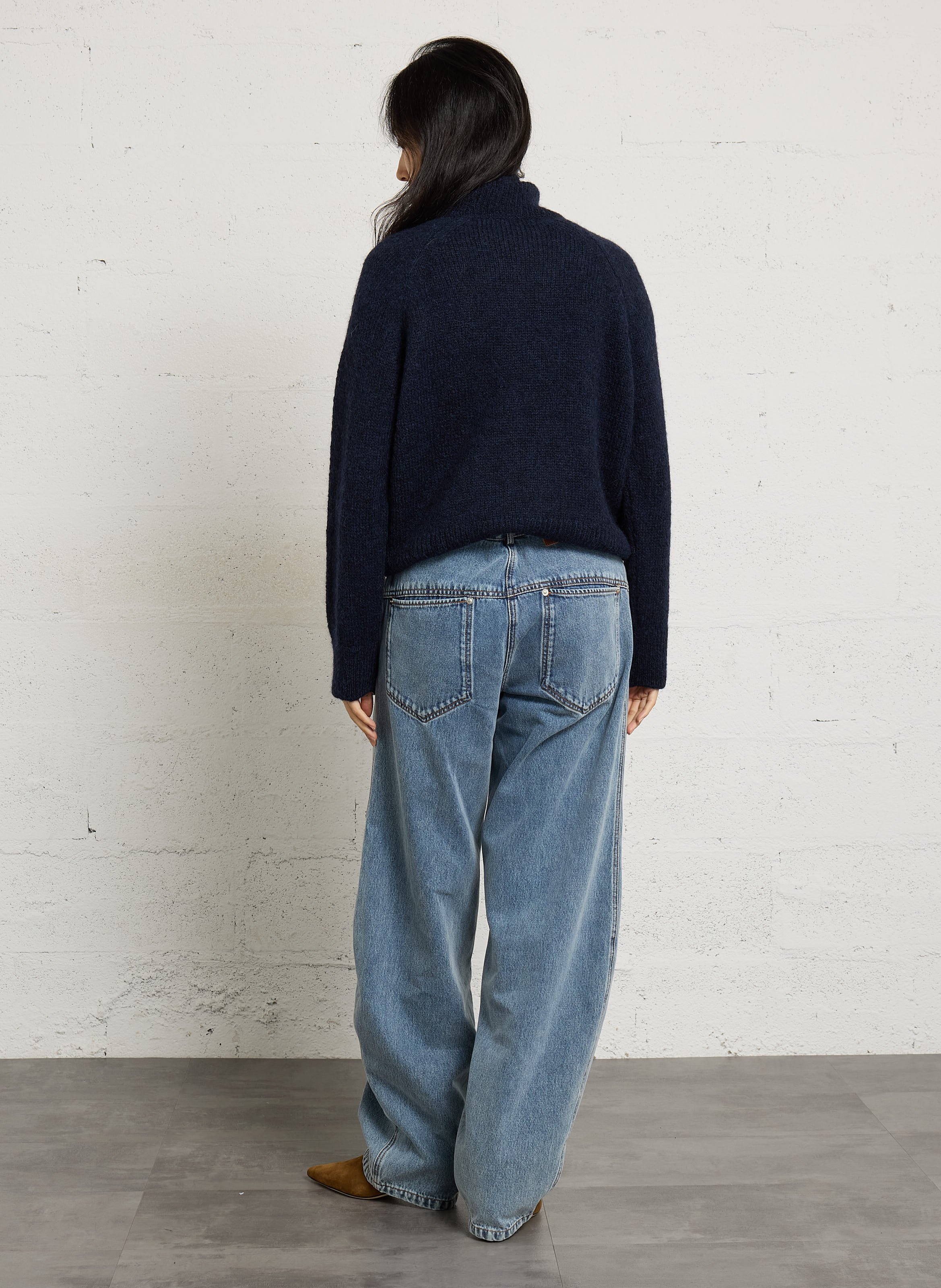 Trui met opstaande kraag van alpaca en gemengde wol MASSCOB Blauw