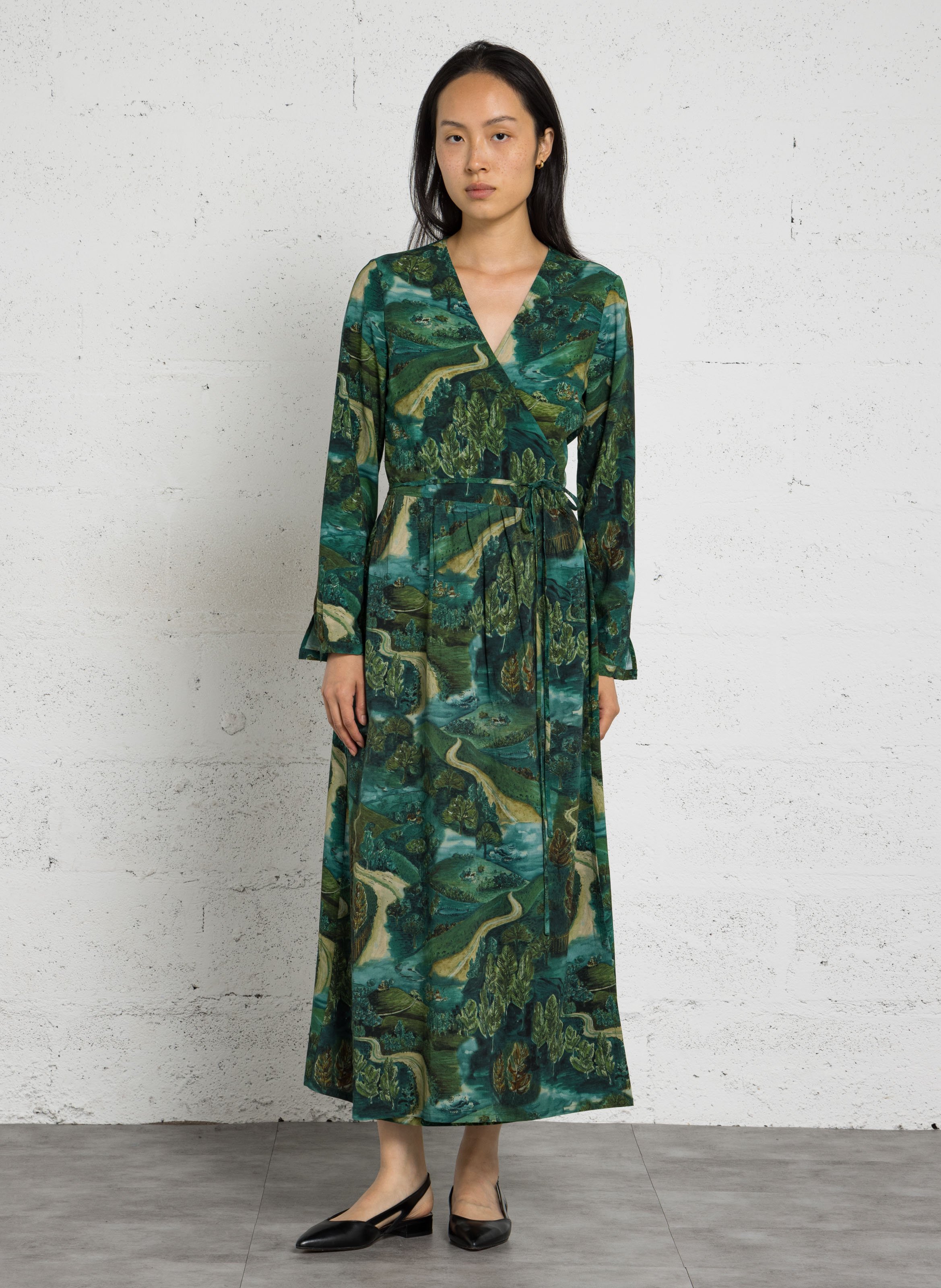 Robe longue ceinturée imprimée NICE THINGS Vert