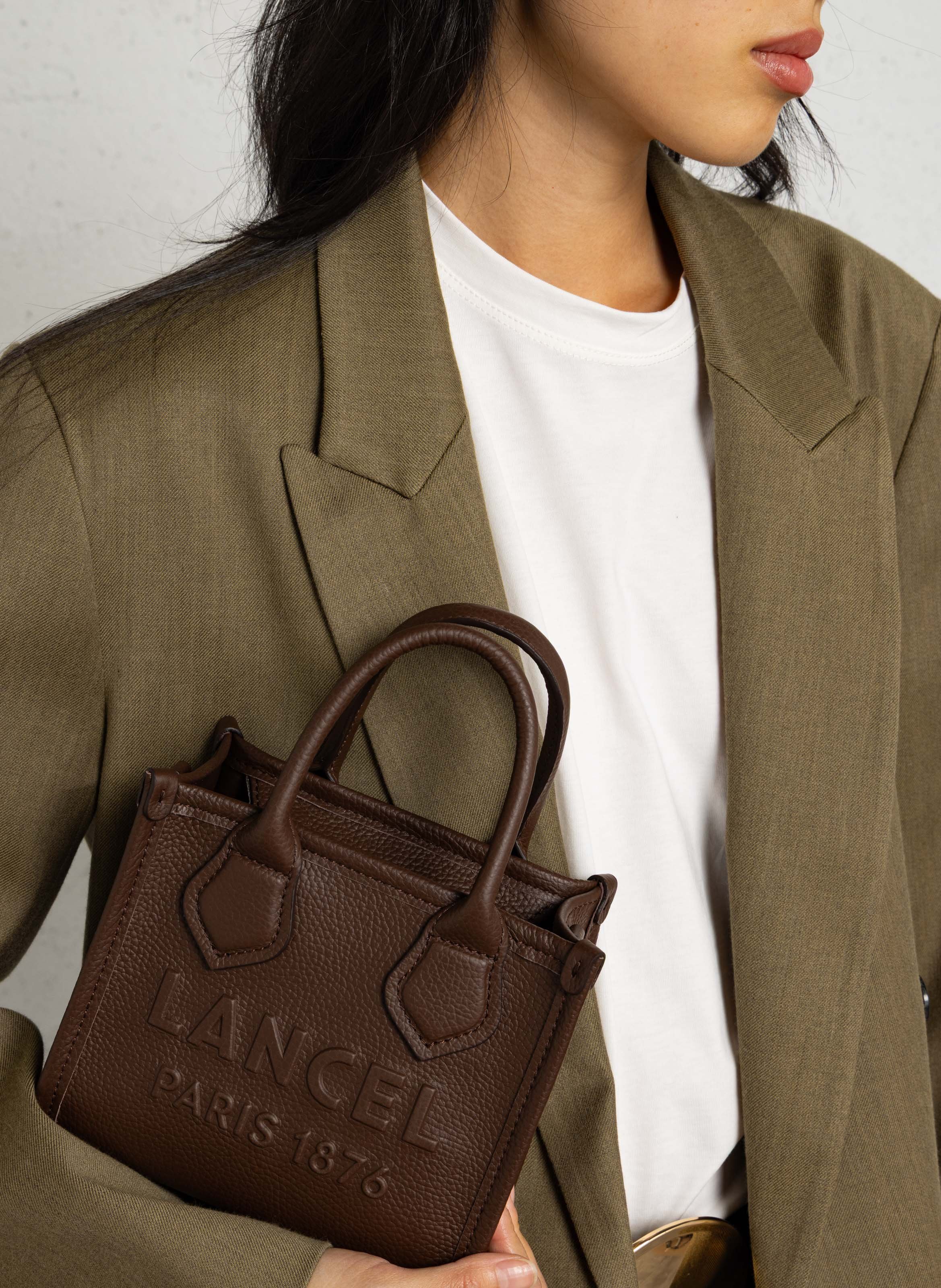 Leren clutch LANCEL Bruin
