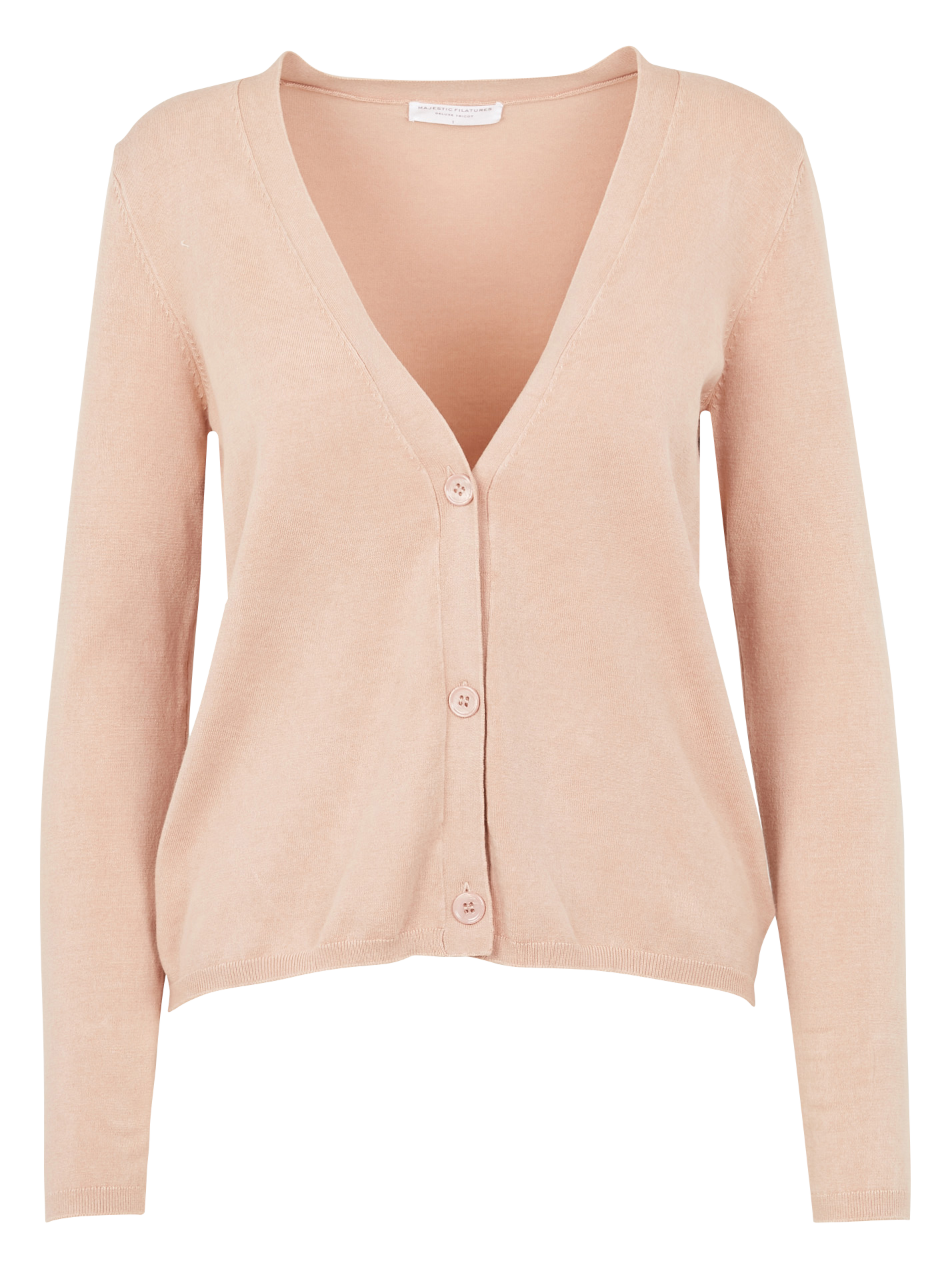 Cardigan col V en maille fine MAJESTIC FILATURES Rose