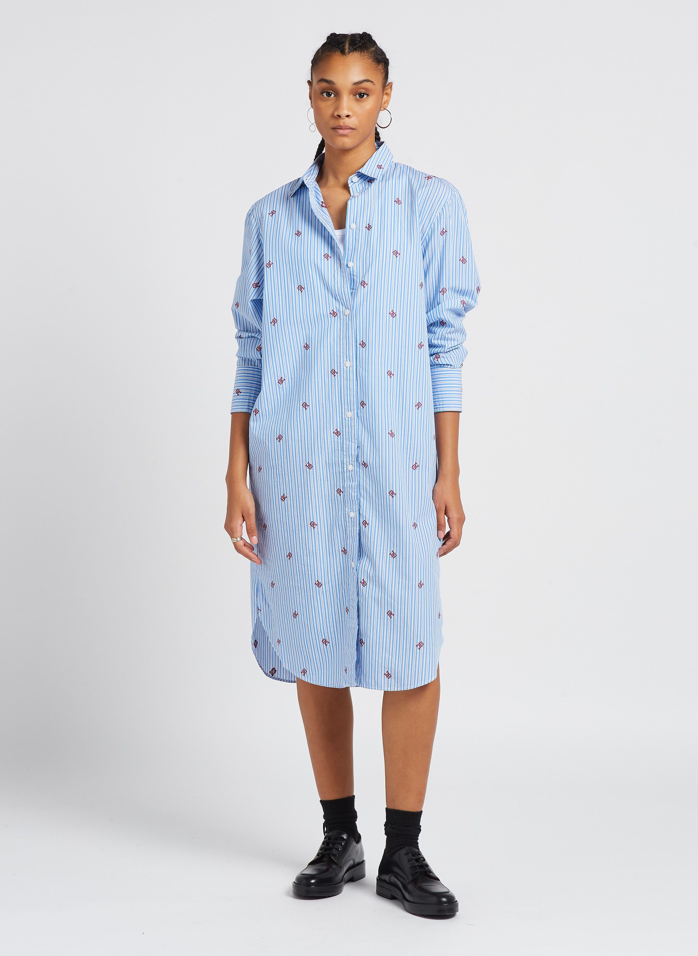 Robe Chemise Oversize En Coton Rayures Heritage Stp Monogram