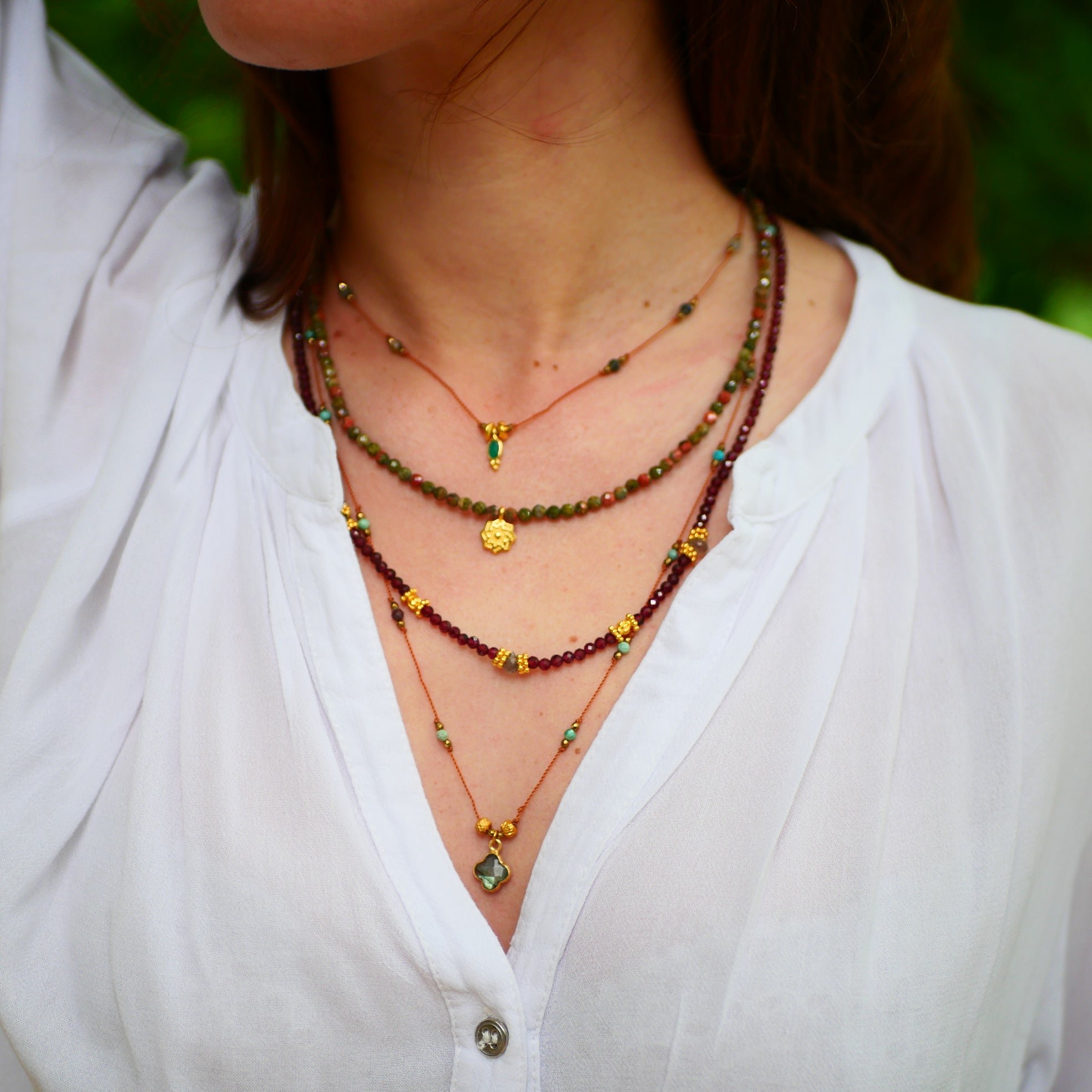 Unakite necklace GINANDGER Green